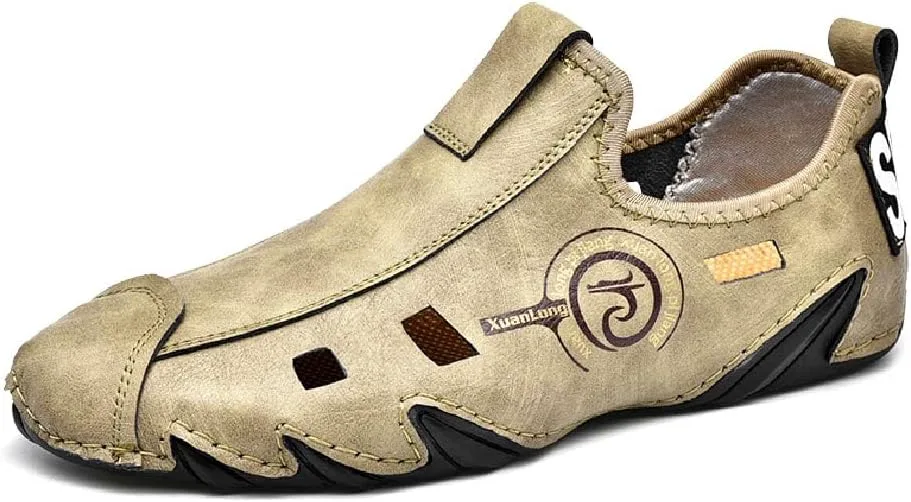 

Мужские повседневные лоферы, нескользящие комфортные дышащие ботинки для вождения, регулируемые летние водонепроницаемые пляжные туфли Asifn, коричневый