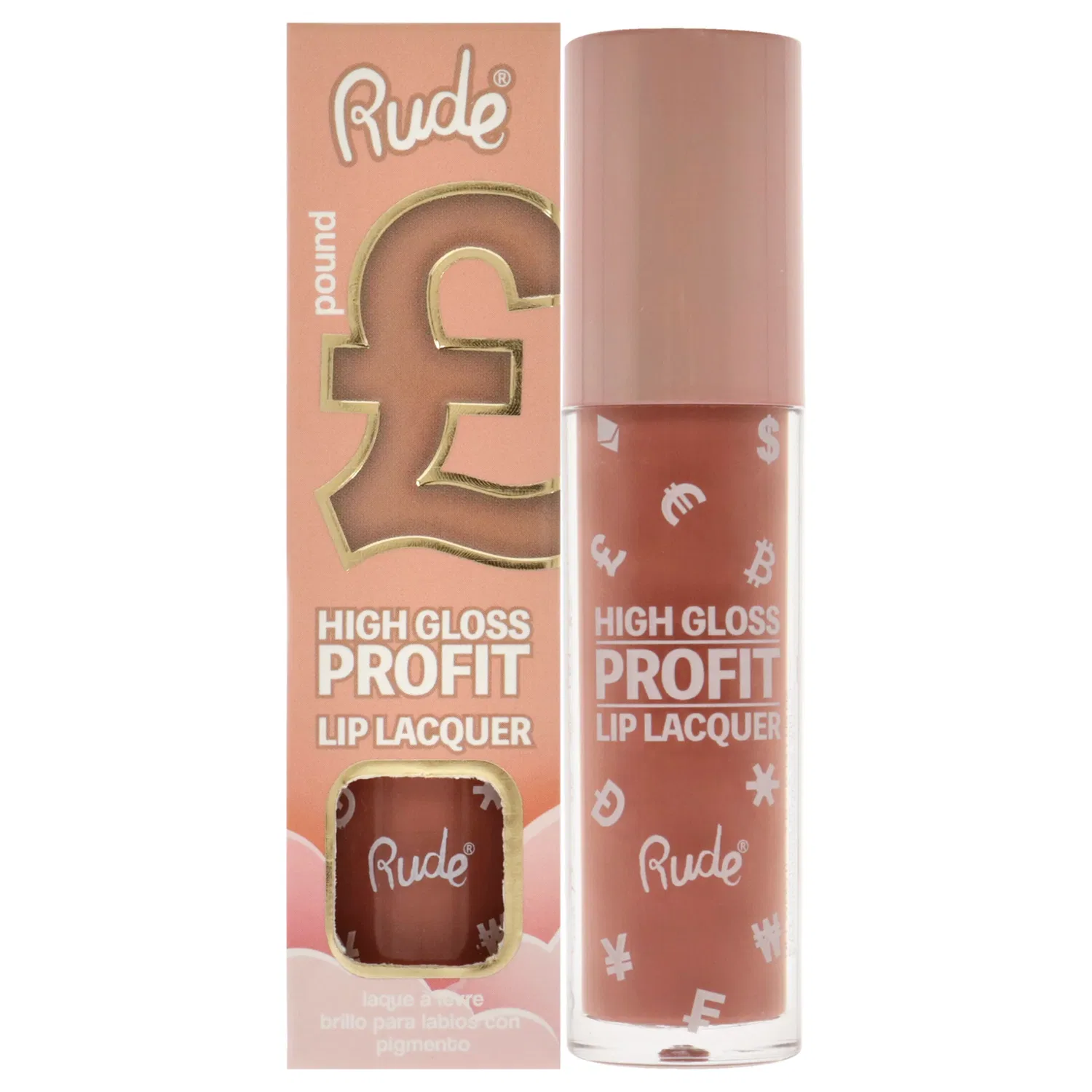 Блеск для губ High Gloss Profit Lip Lacquer - Pound от Rude Cosmetics для женщин - 0,141 унции, прозрачный/прозрачный