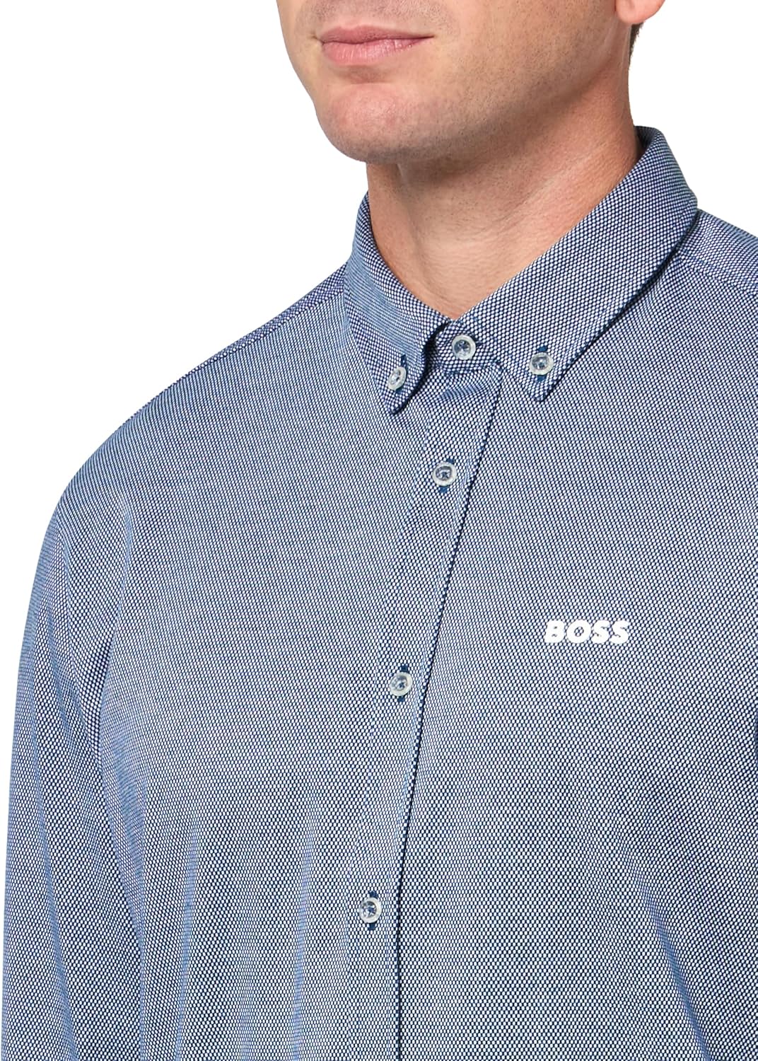 BOSS Мужская рубашка с длинным рукавом из джерси, не требующая глажки, Blue Sapphire — фото 3