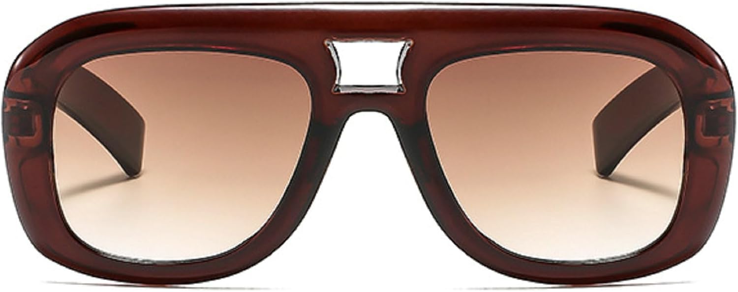 

Солнцезащитные очки в стиле ретро с двойной перемычкой, квадратной формы, модные градиентные линзы, защита от УФ-излучения UV400, трендовые солнцезащитные очки цвета шампанского mincl, C6