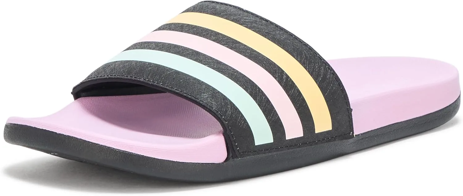 Шлепанцы Adidas Adilette Comfort для мальчиков, черный/сиреневый/розовый