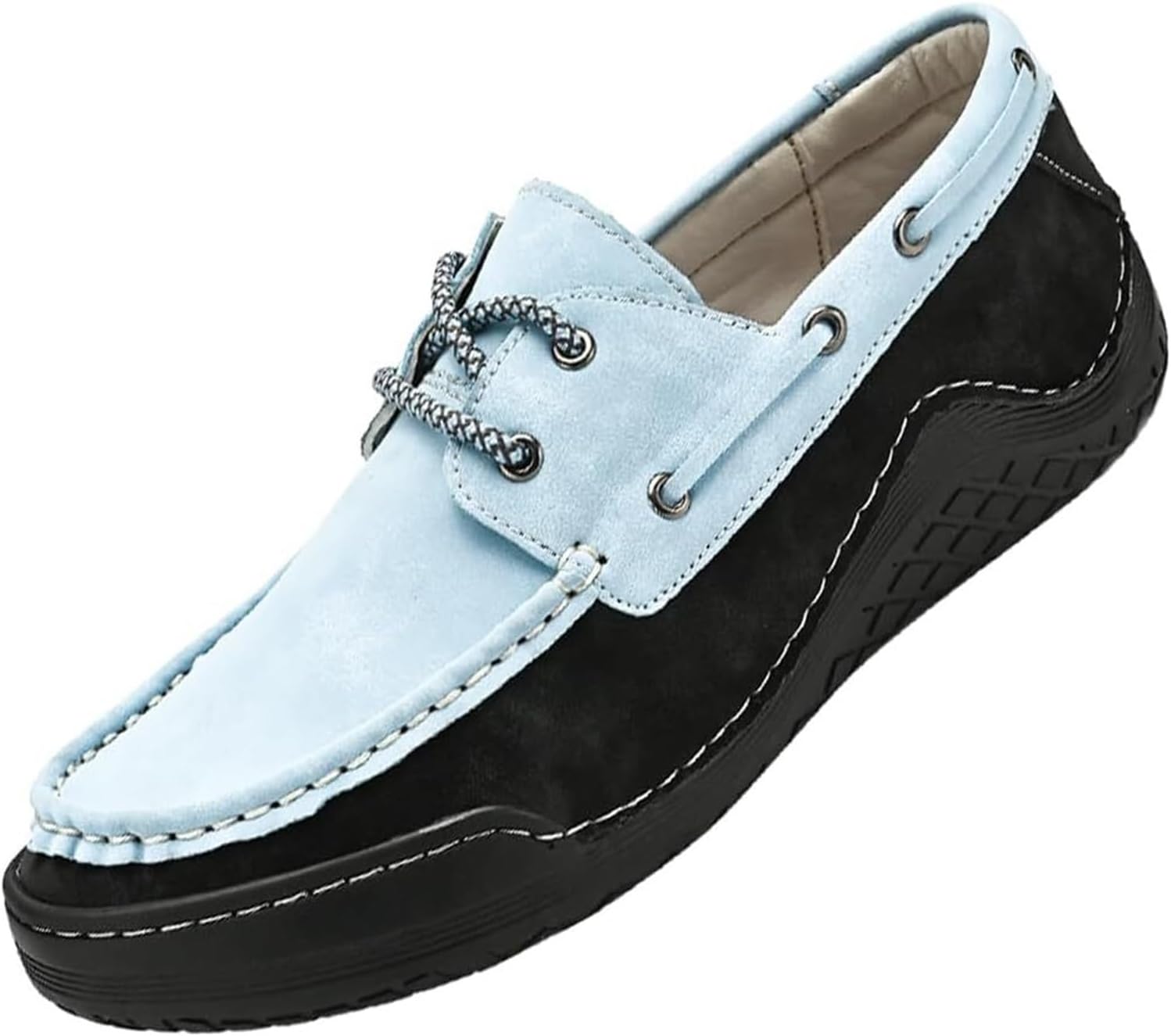 

Мужские кожаные лоферы и слипоны с шнуровкой, ретро, с круглым носком, удобные кожаные туфли, модные нескользящие прогулочные туфли Generic, синий