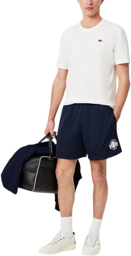 Шорты Lacoste Relaxed Fit с принтом в стиле тенниса, синий
