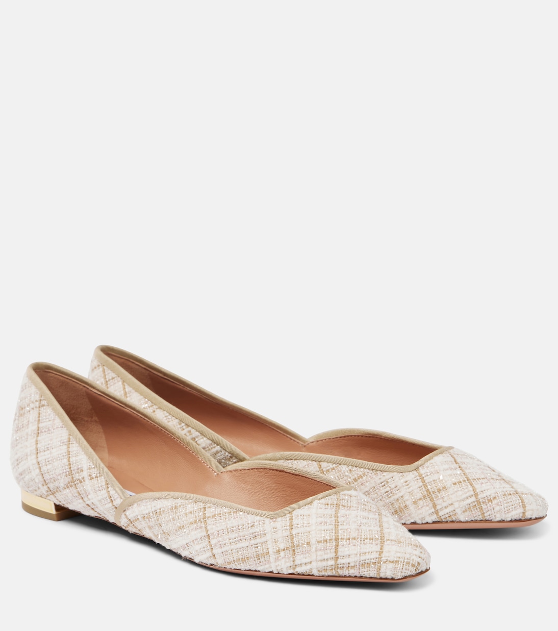 Балетки Maia из твида Aquazzura, Latte