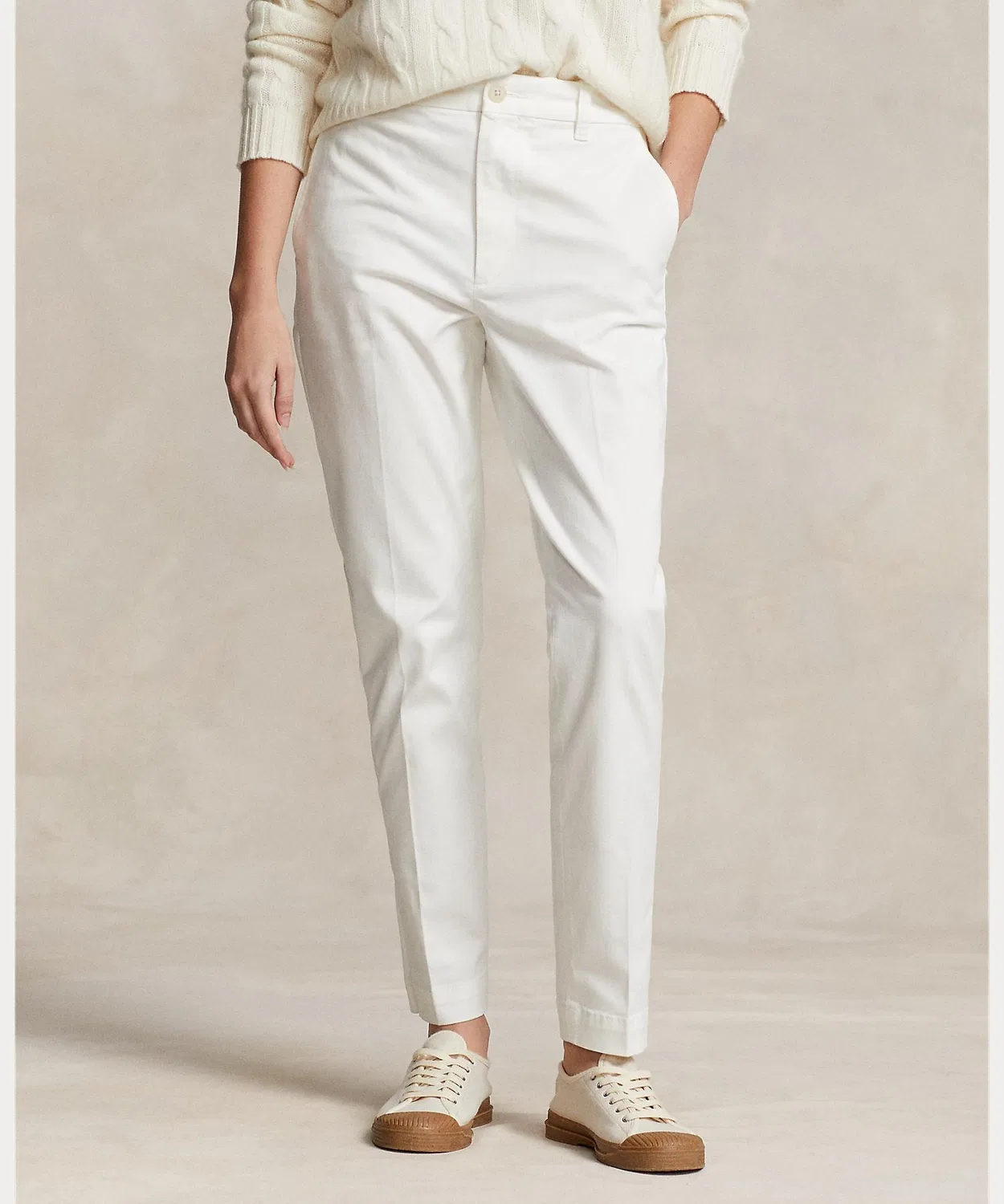 Чиносы укороченные slim fit из твила, Polo Ralph Lauren, белый — фото 3