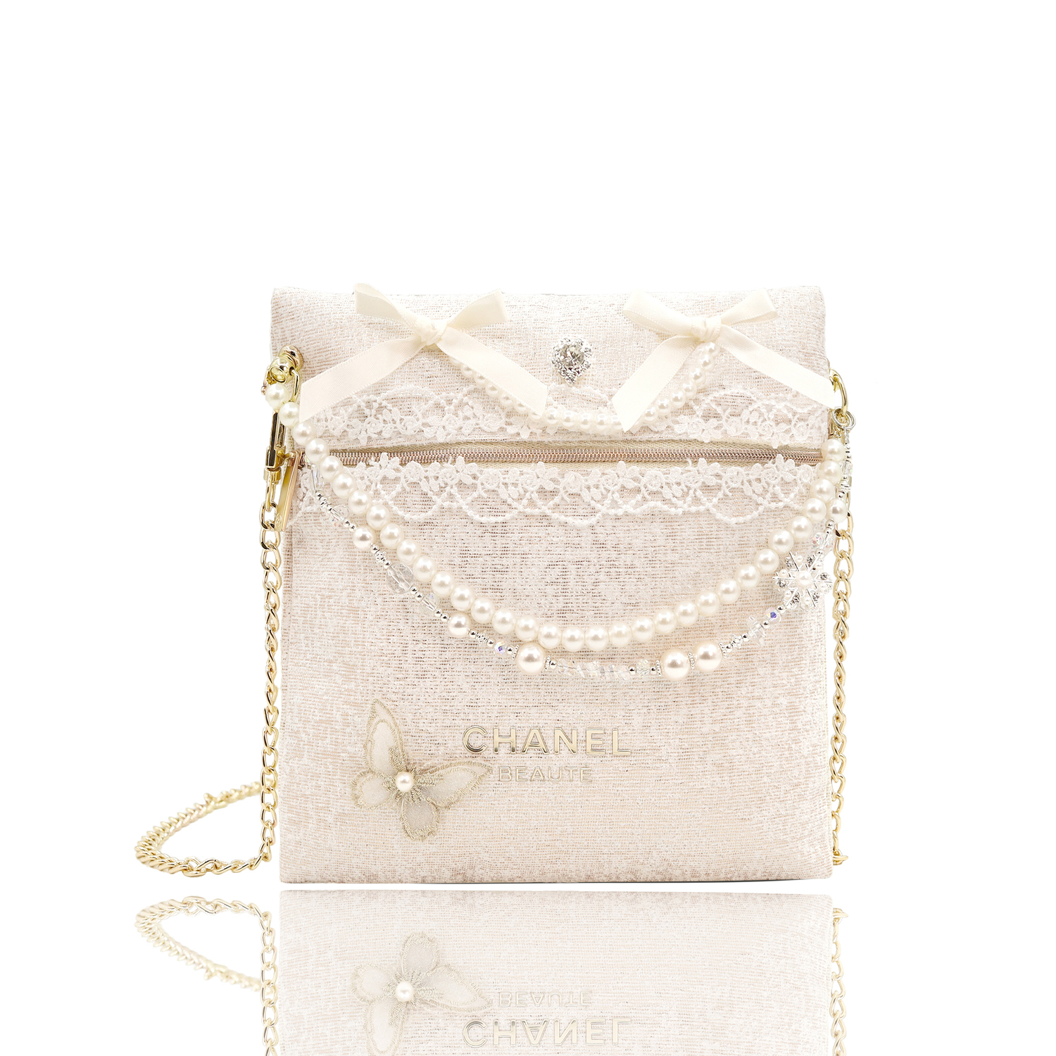 

CHANEL Индивидуальная косметичка poetic elegance classic logo polyester в виде конверта косметичка для инструментов white