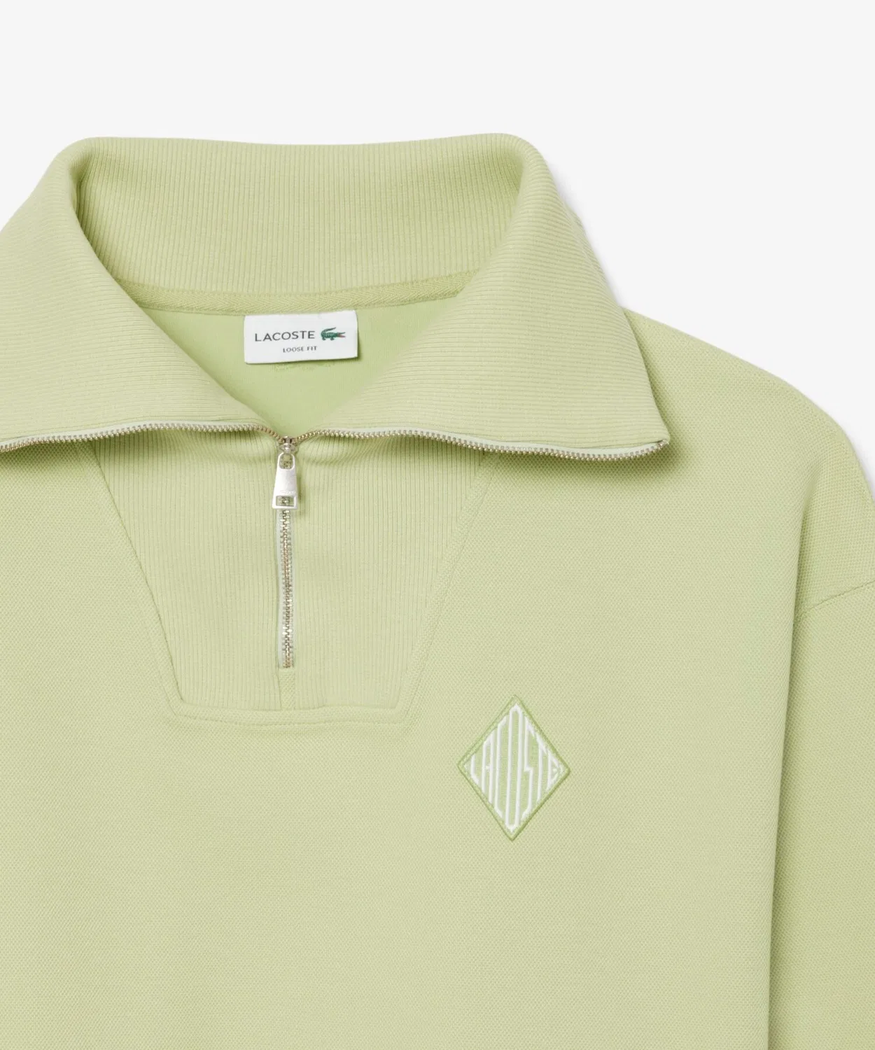 Свитер Lacoste Полузастегнутый, Воротник-стойка, Sage Green