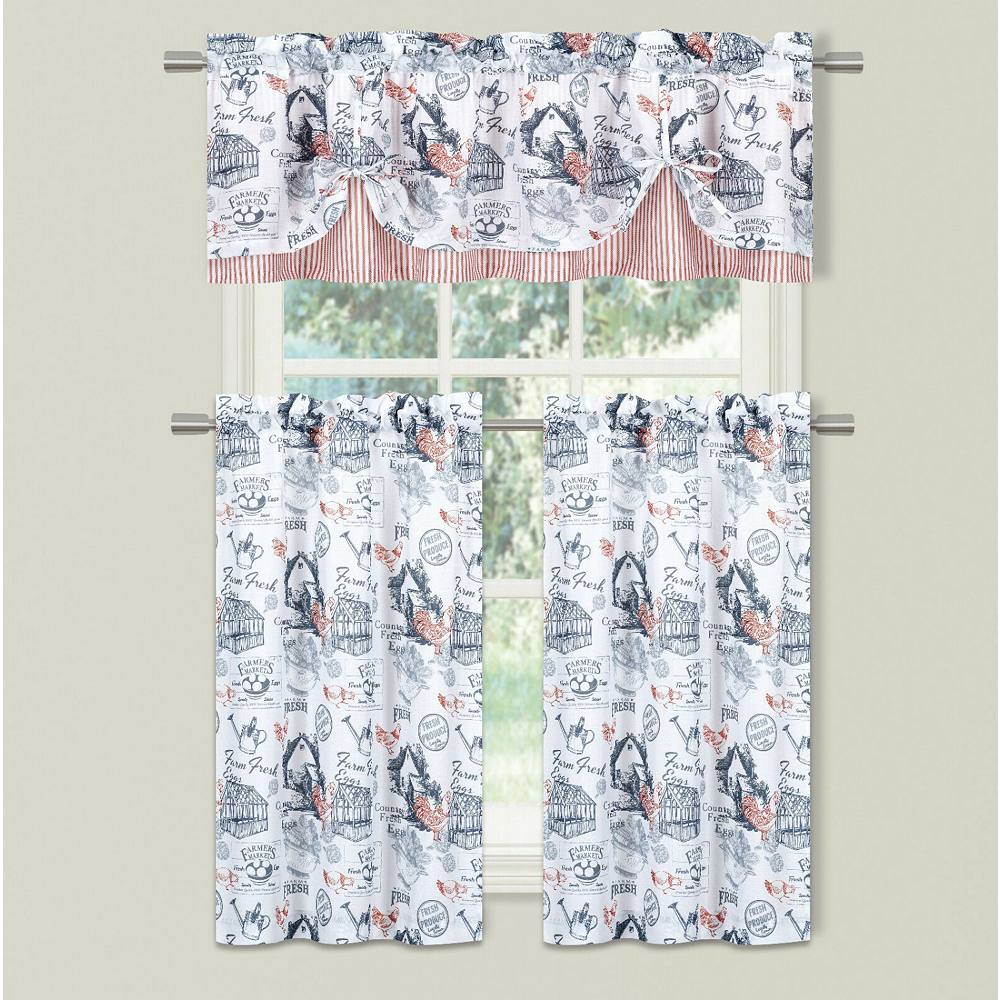 

Kate Aurora Rooster Toile Complete, 3 предмета, комплект штор для кухни в стиле кафе с ярусом и балдахином, цвет Dusty Rose