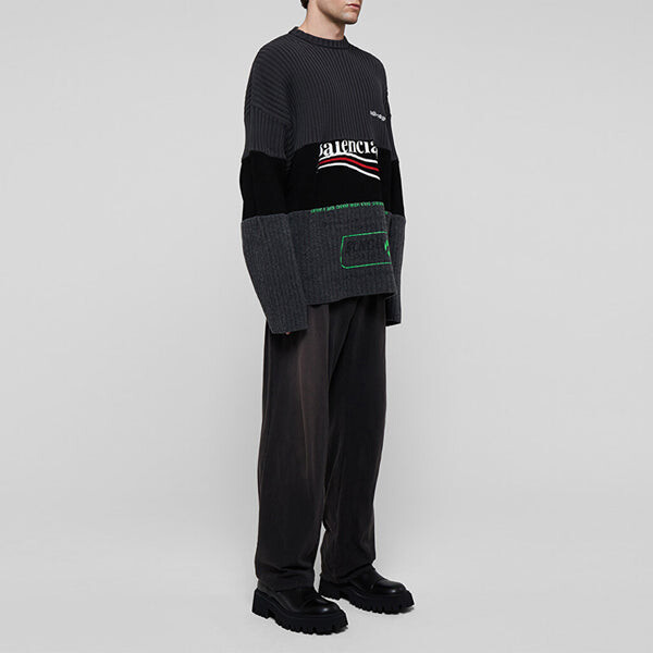 Свитер political campaign ribbed panelled sweater 'grey' Balenciaga, серый — фото 3