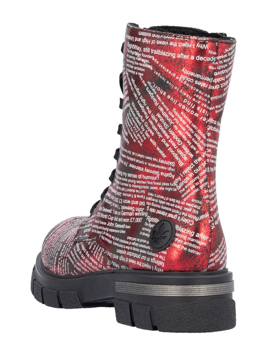 Ботинки женские Rieker Lace-Up Ankle Boots на шнуровке с принтом, красный — фото 4