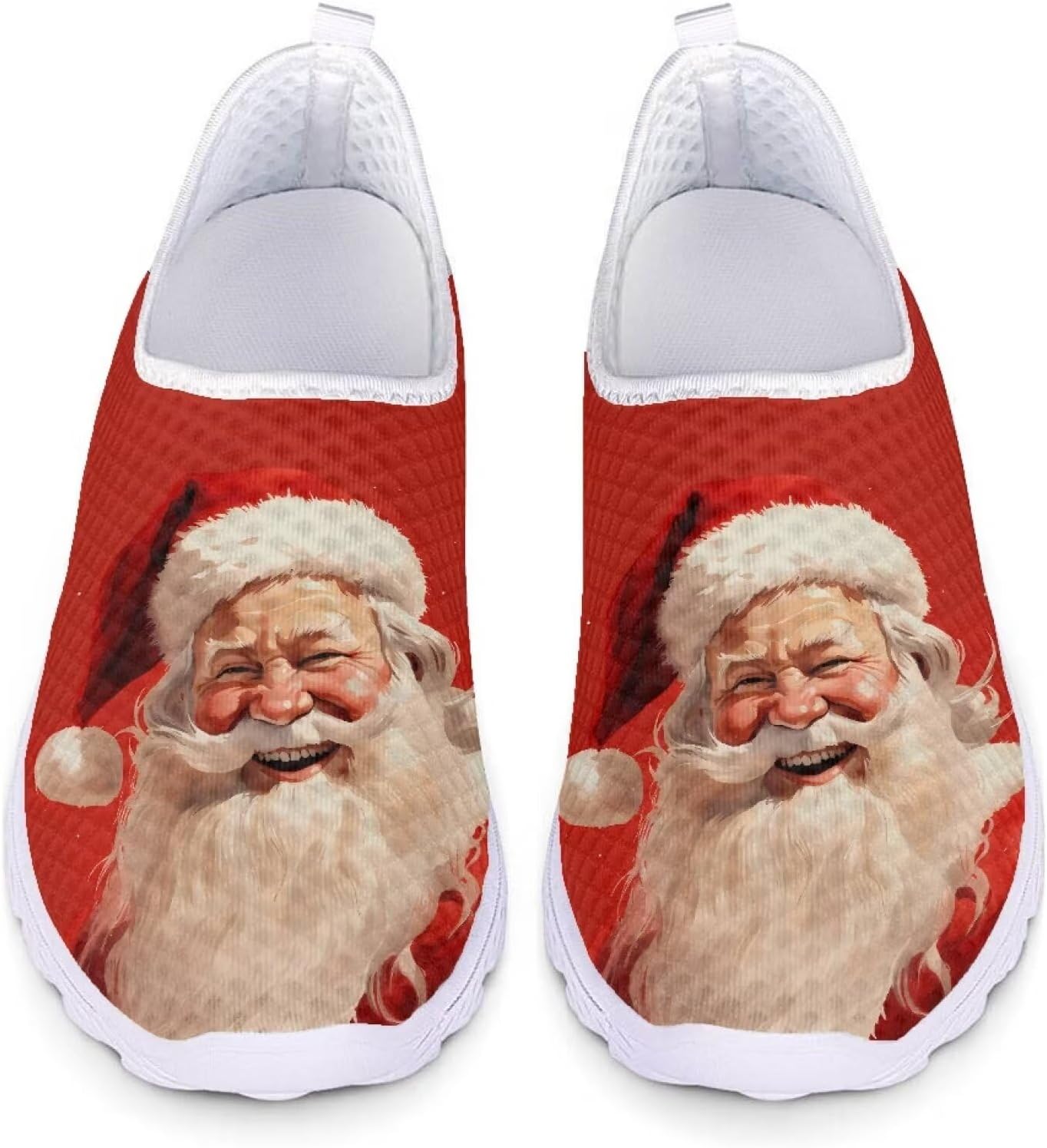 

Кроссовки из сетки для женщин и мужчин, прогулочная обувь, без шнурков, противоскользящие, размер США 5-12, спортивная одежда Xixirimido, Christmas Santa Claus