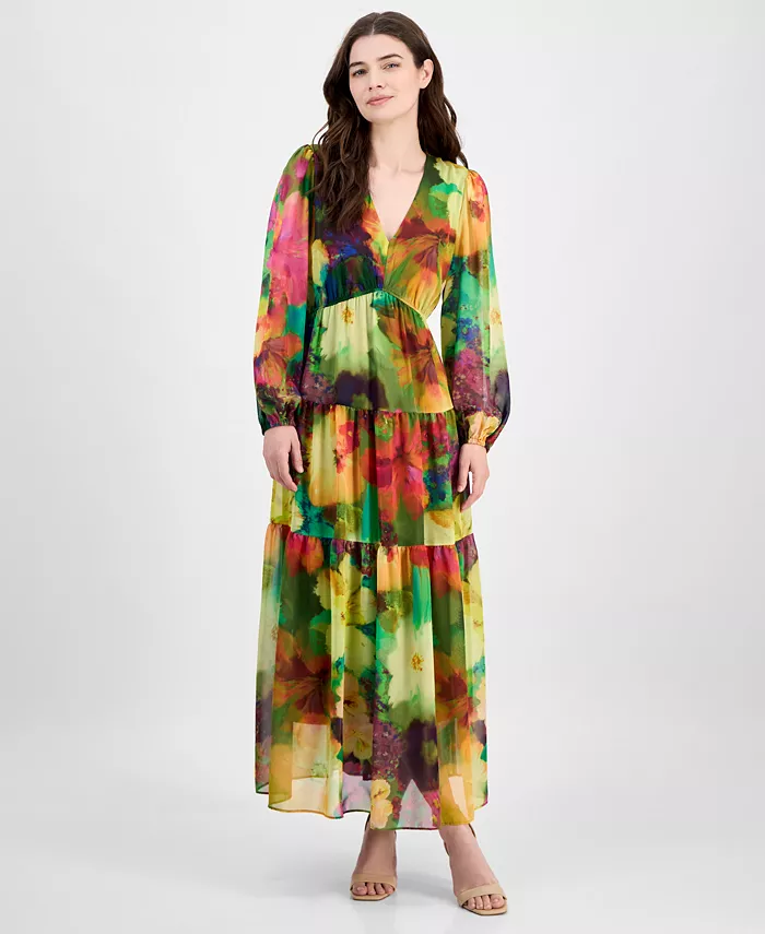 

Женское платье макси с V-образным вырезом и длинными рукавами Robbie Bee, фиолетовый