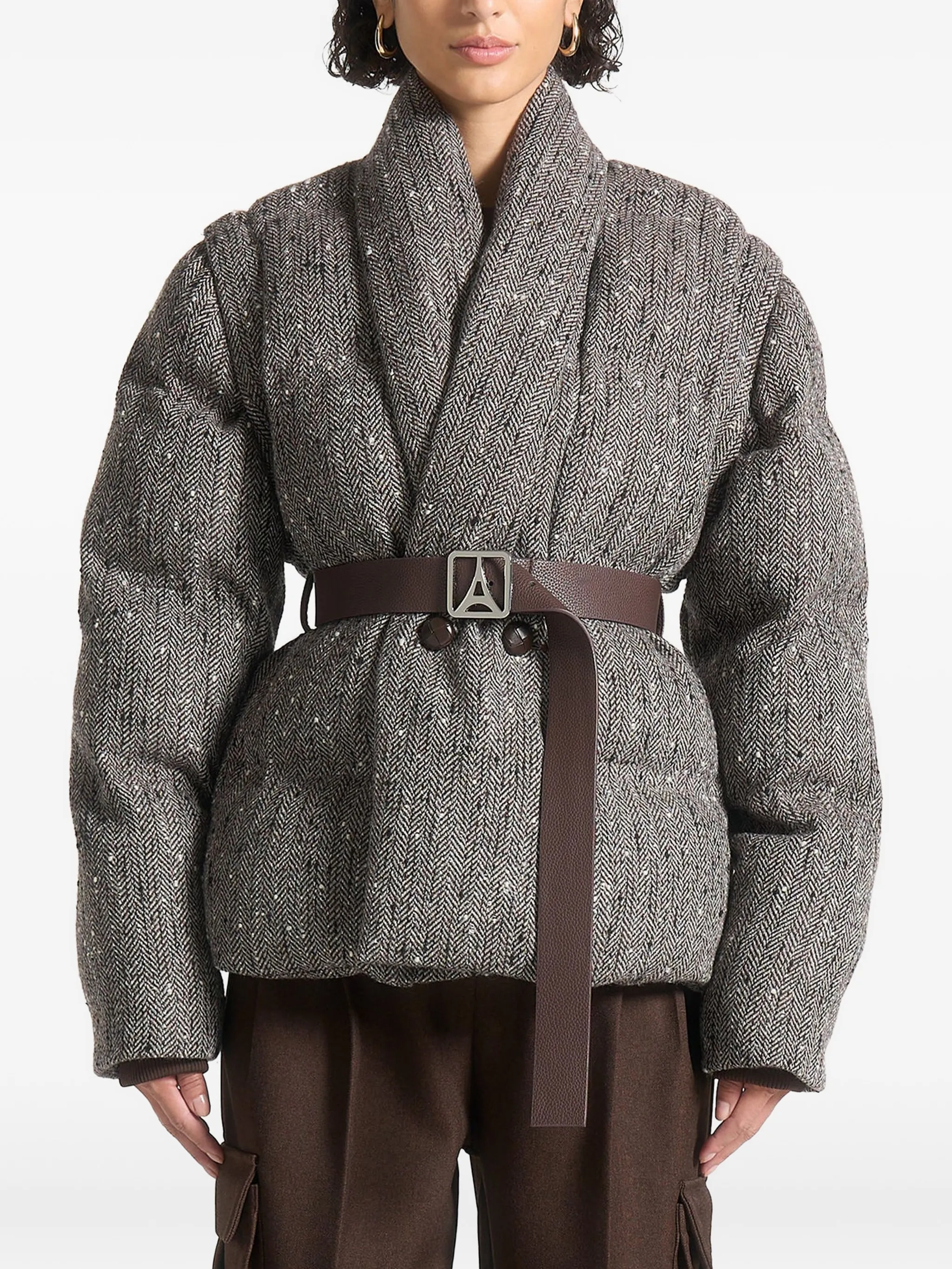 

Пуховик Inez с узором в елочку Manière De Voir, серый