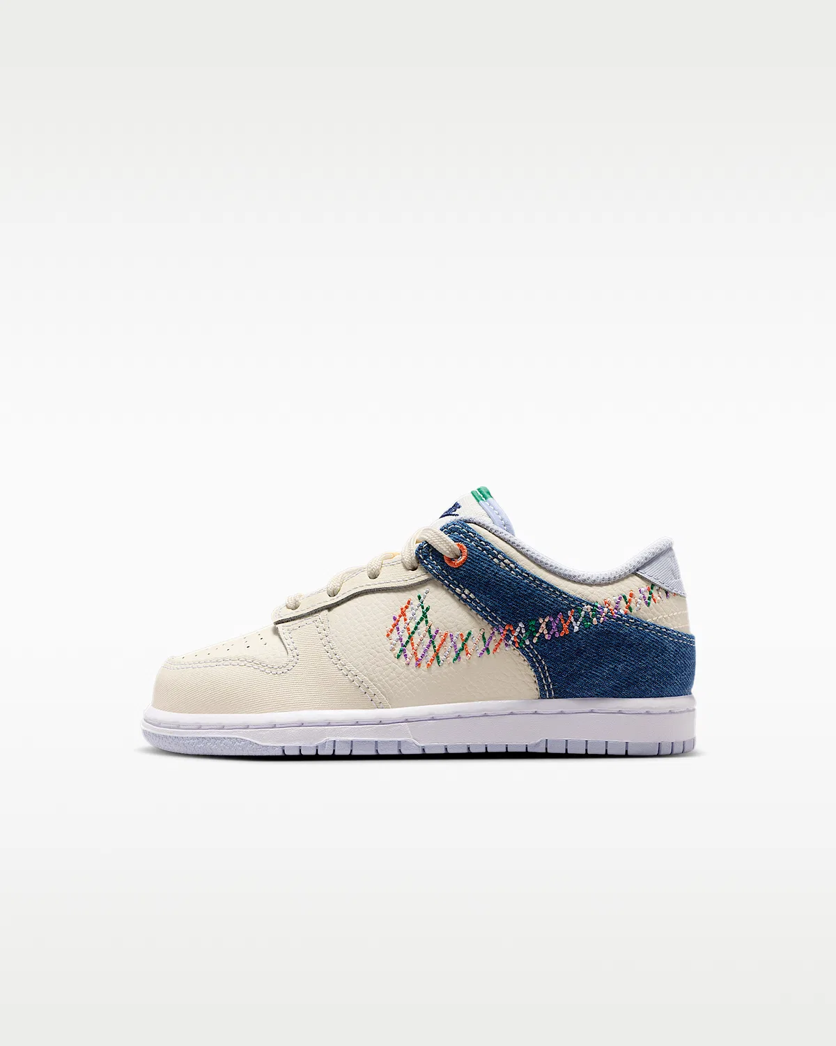 Кроссовки Nike Dunk Low для маленьких детей, Soft Pearl/Blue Denim/Midnight Navy/Multi-Color