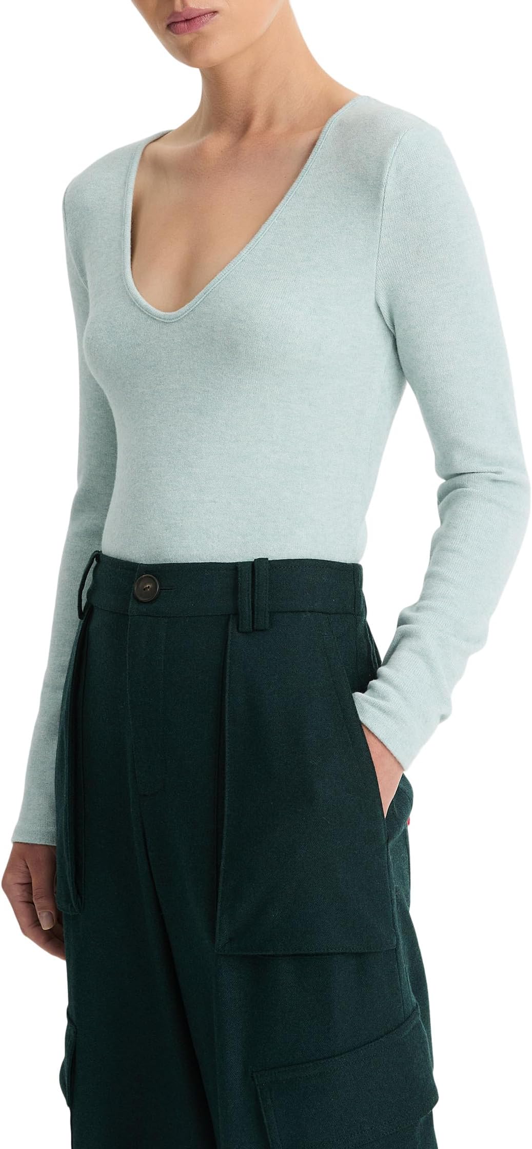 

Лонгслив Vince Cozy Long Sleeve V-Neck, цвет Heather Aqua Mineral