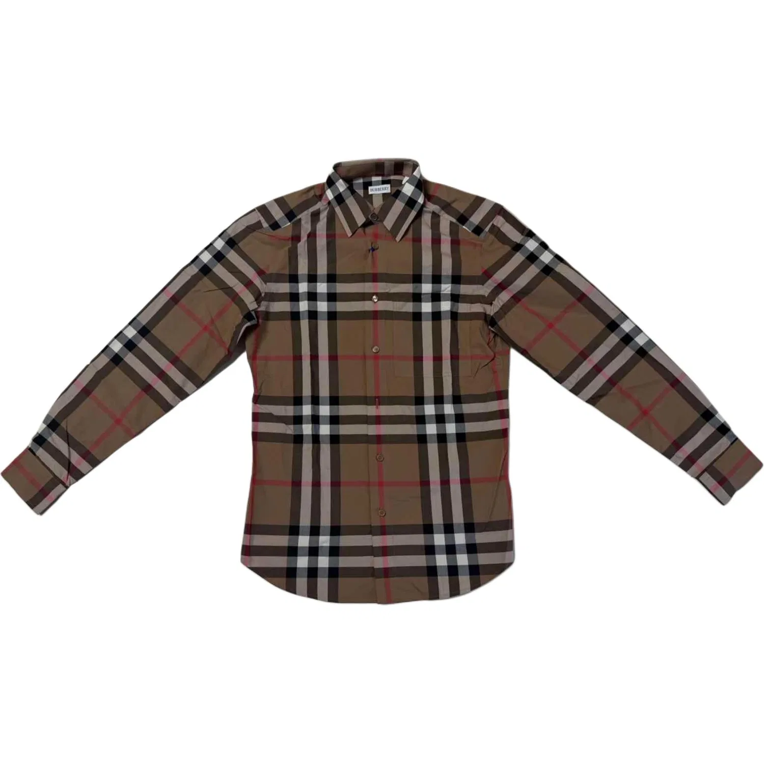 Рубашка Burberry мужская с отложным воротником, прямой силуэт, коричневый