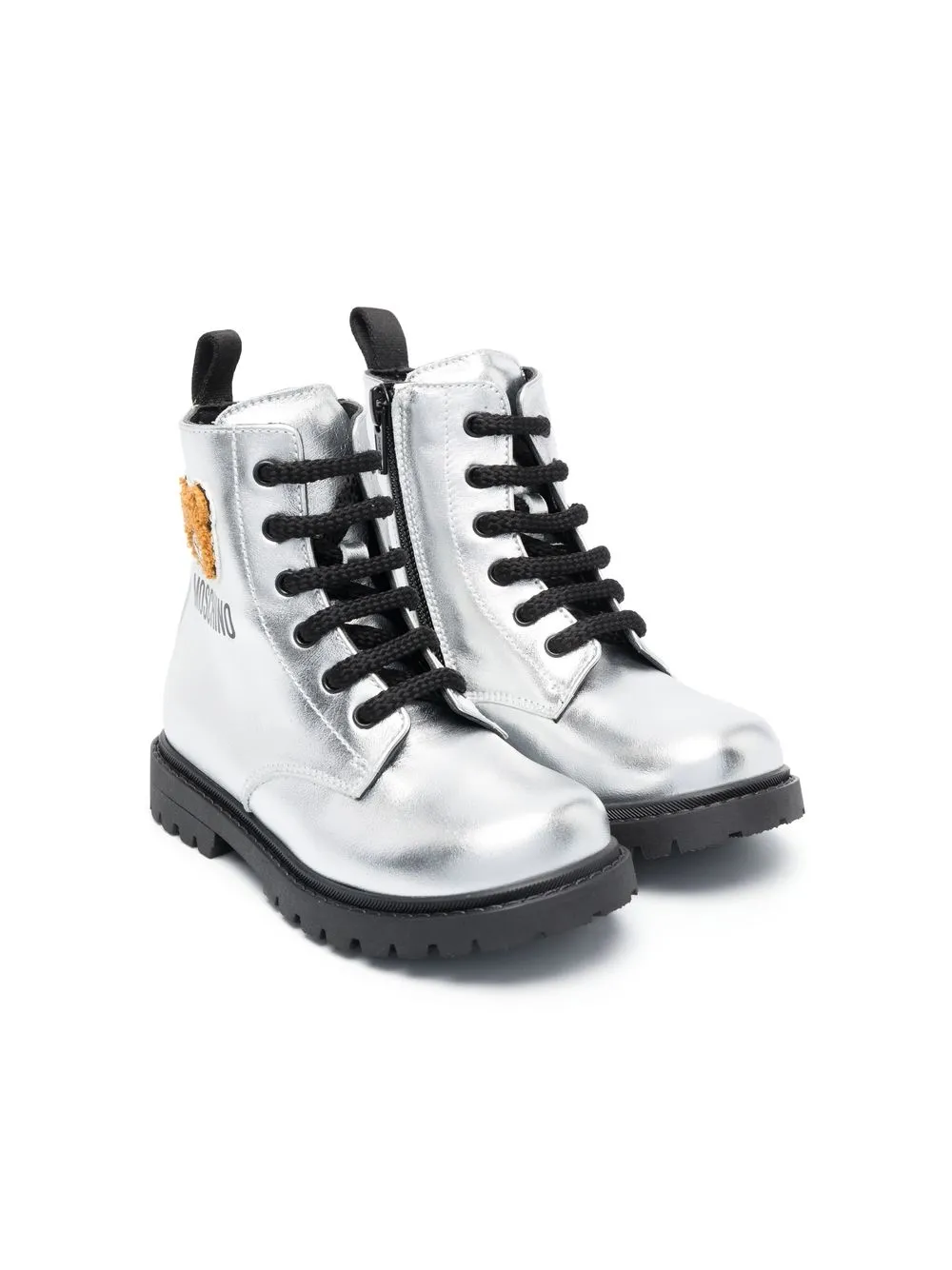 

Ботинки с эффектом металлик Moschino Kids, серебяный