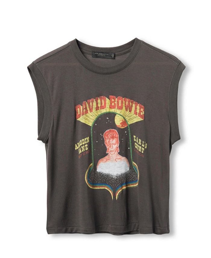 

Женская футболка-майка с принтом David Bowie Radio City Music Hall Vintage Junk Food Clothing, серый