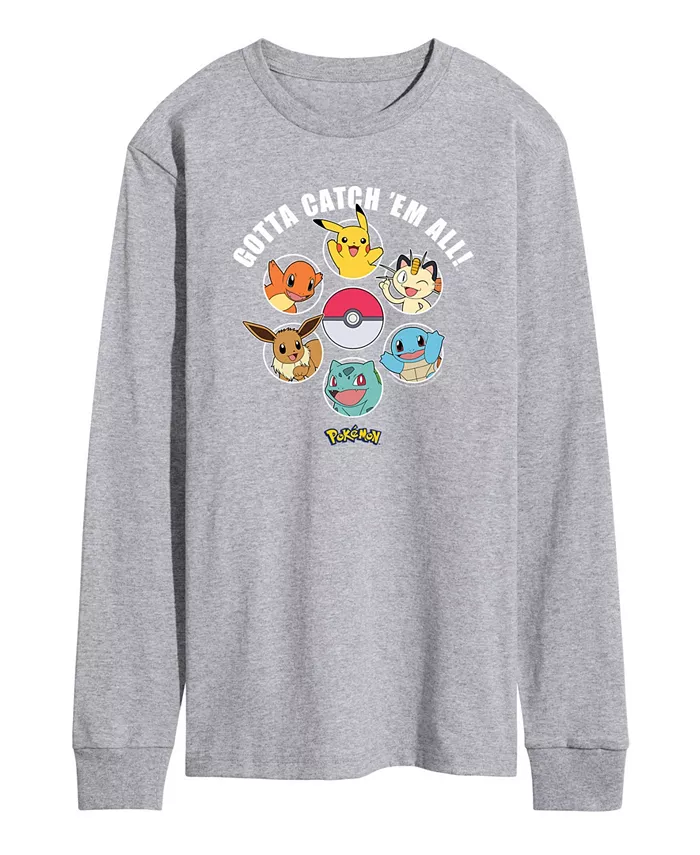 

Мужская футболка с длинным рукавом Pokemon Gotta Catch 'Em AIRWAVES, серый