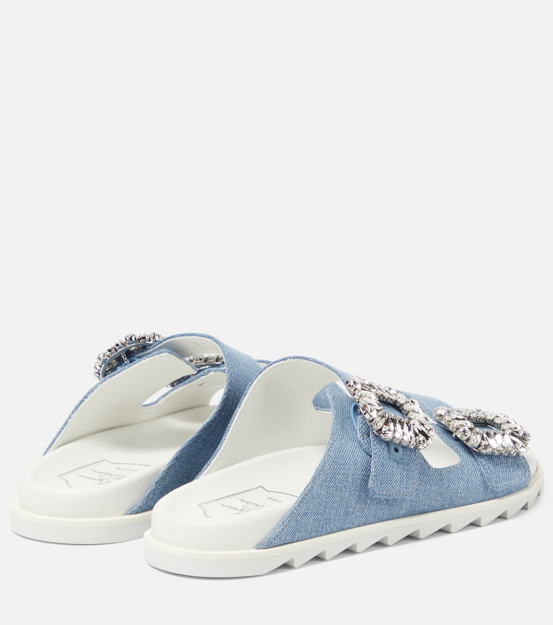Босоножки из денима с отделкой Slidy Viv' Roger Vivier, Jeans Chiaro — фото 3