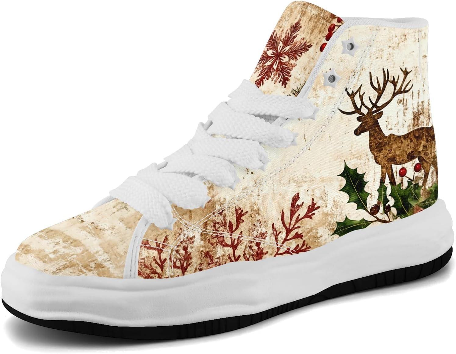 

Высокие кеды AWSOLE на Рождество для женщин и мужчин, милые праздничные кроссовки из холщовой ткани, для вечеринок, повседневные шнуровки, модная обувь для прогулок, белый/черный/красный/темно-зеленый/коричневый/бежевый