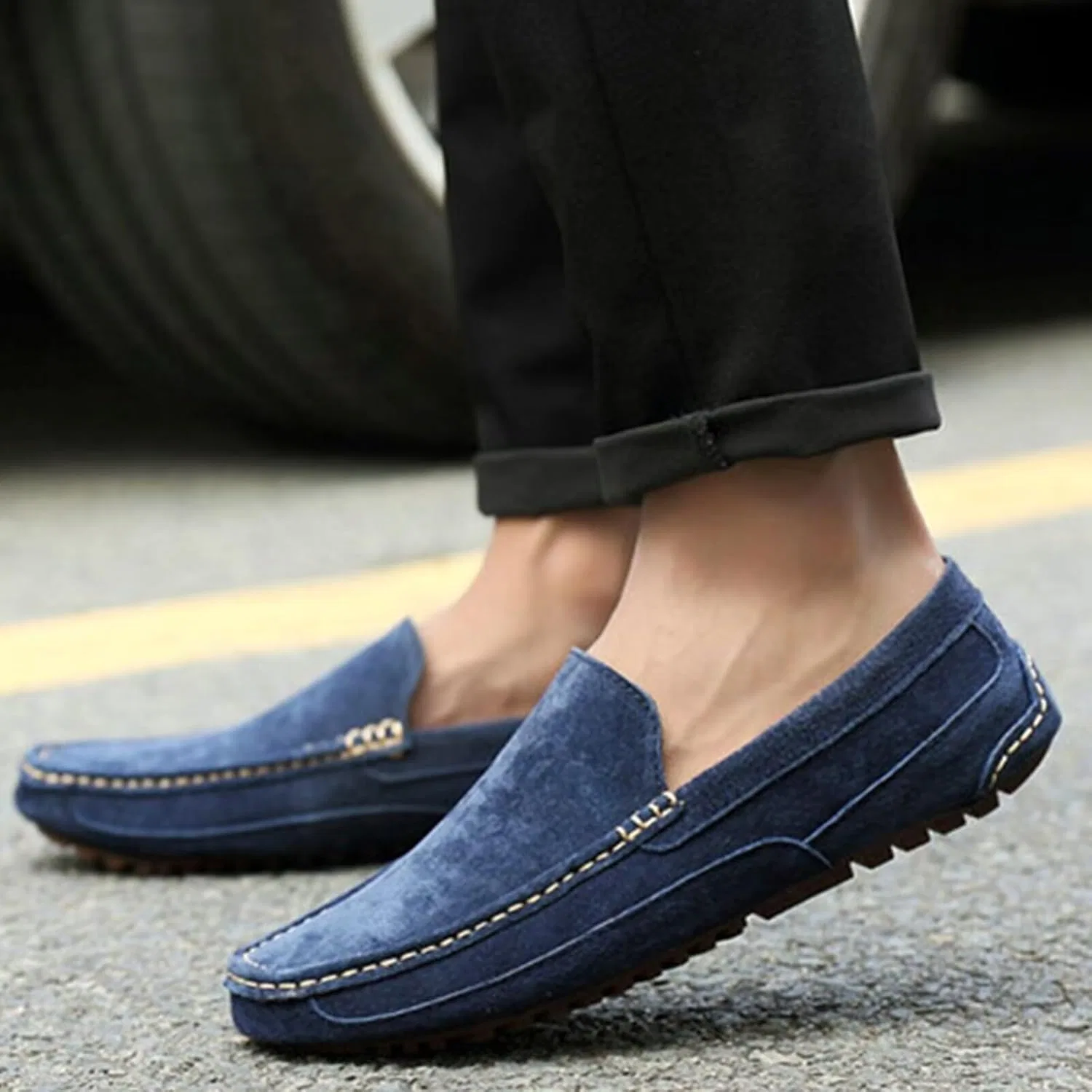 Лоферы мужские Penny Loafers Moccasin Driving Shoes Slip On Flats Boat Shoes, синий SywzX&xfybz — фото 2