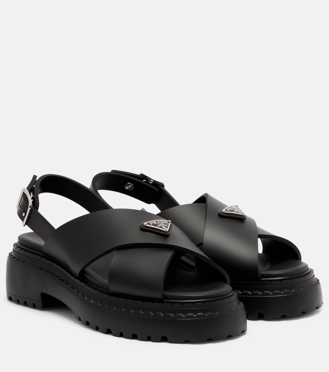 Резиновые сандалии на платформе Logo Prada, черный