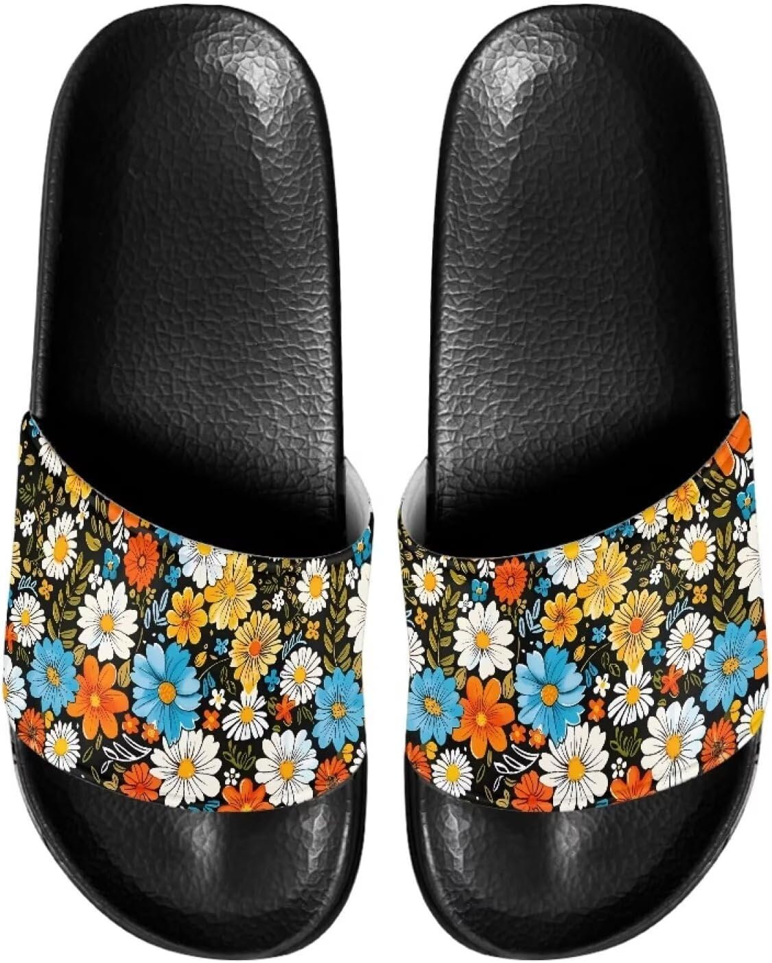 

Противоскользящие сланцы для женщин и мужчин, открытые босоножки для дома, удобные плоские шлепанцы для ванной и пляжа Annejudy, Hippie Flower