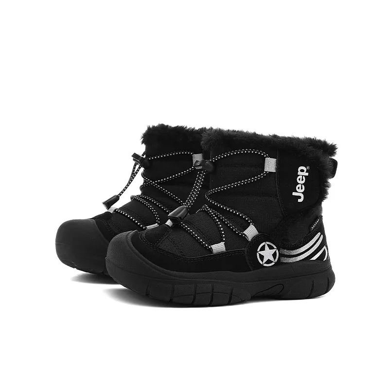 Детские зимние ботинки mid-top с противоскользящей подошвой и термоизоляцией Jeep, Obsidian Black/Mystical Cloud Gray[Fleece-Lined] — фото 4