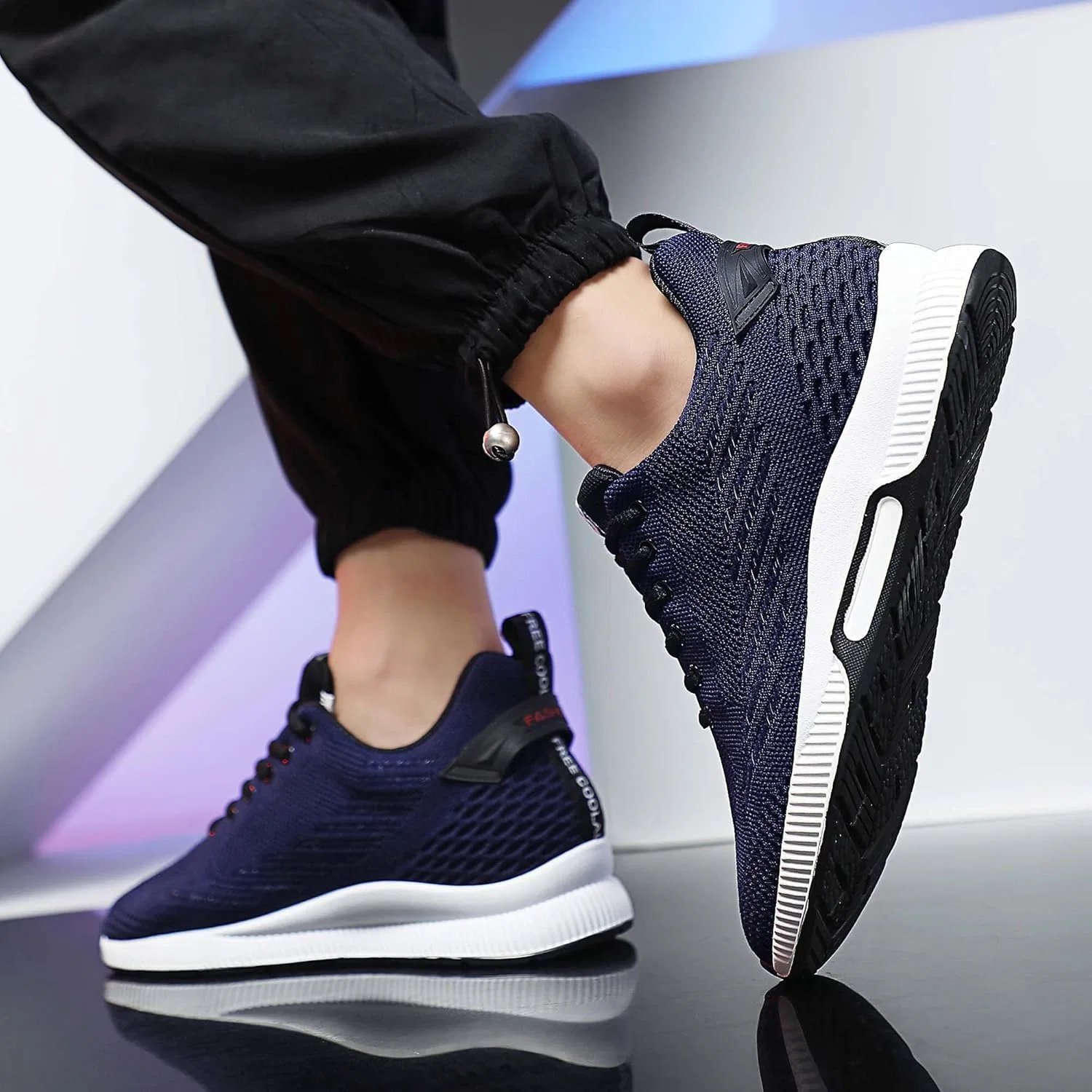 Кроссовки CERYTHRINA Atmungsaktiv Freizeit Turnschuhe Herren Leichtgewicht Sportschuhe Klassische Mode Komfort Schnürschuhe rutschfeste Outdoor Trainingsschuhe, Navy — фото 4