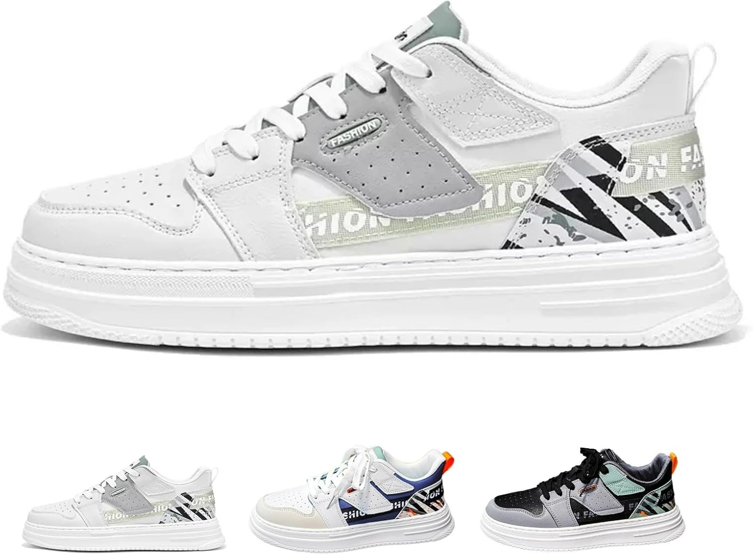 

Мужские повседневные модные кроссовки MACEFIL с толстой подошвой, дышащие, удобные, с противоскользящей подошвой, стильные кроссовки для прогулок, белый