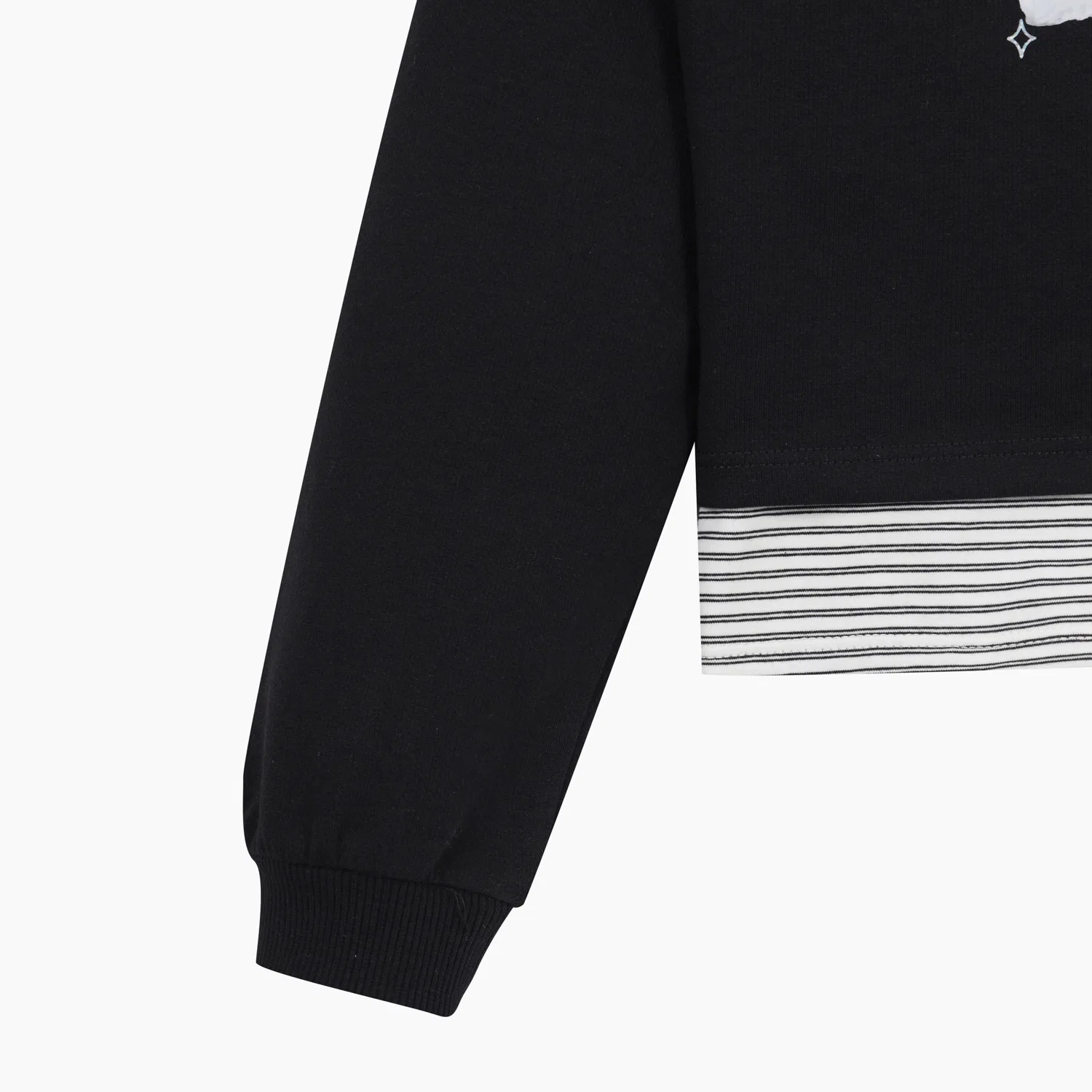 Детский свитшот Heart Cat Layered, чёрный, от Benetton Kids — фото 4