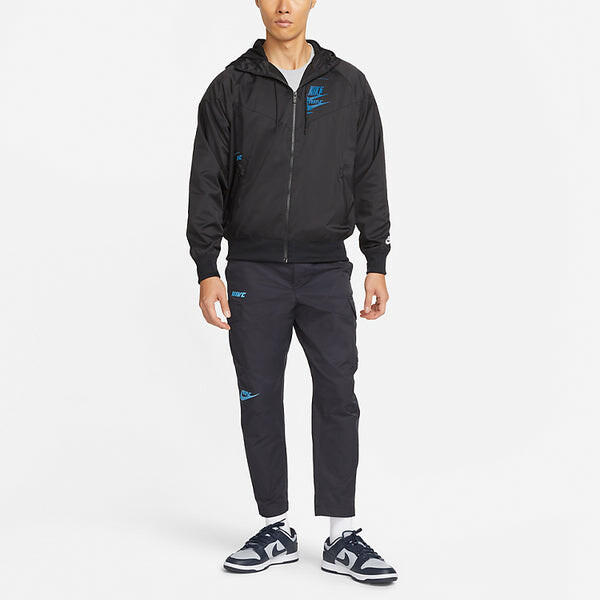 Куртка Men's Nike Sportswear Sport Essentials Logo Printing Woven Breathable Hooded Jacket Black, мультиколор — фото 3