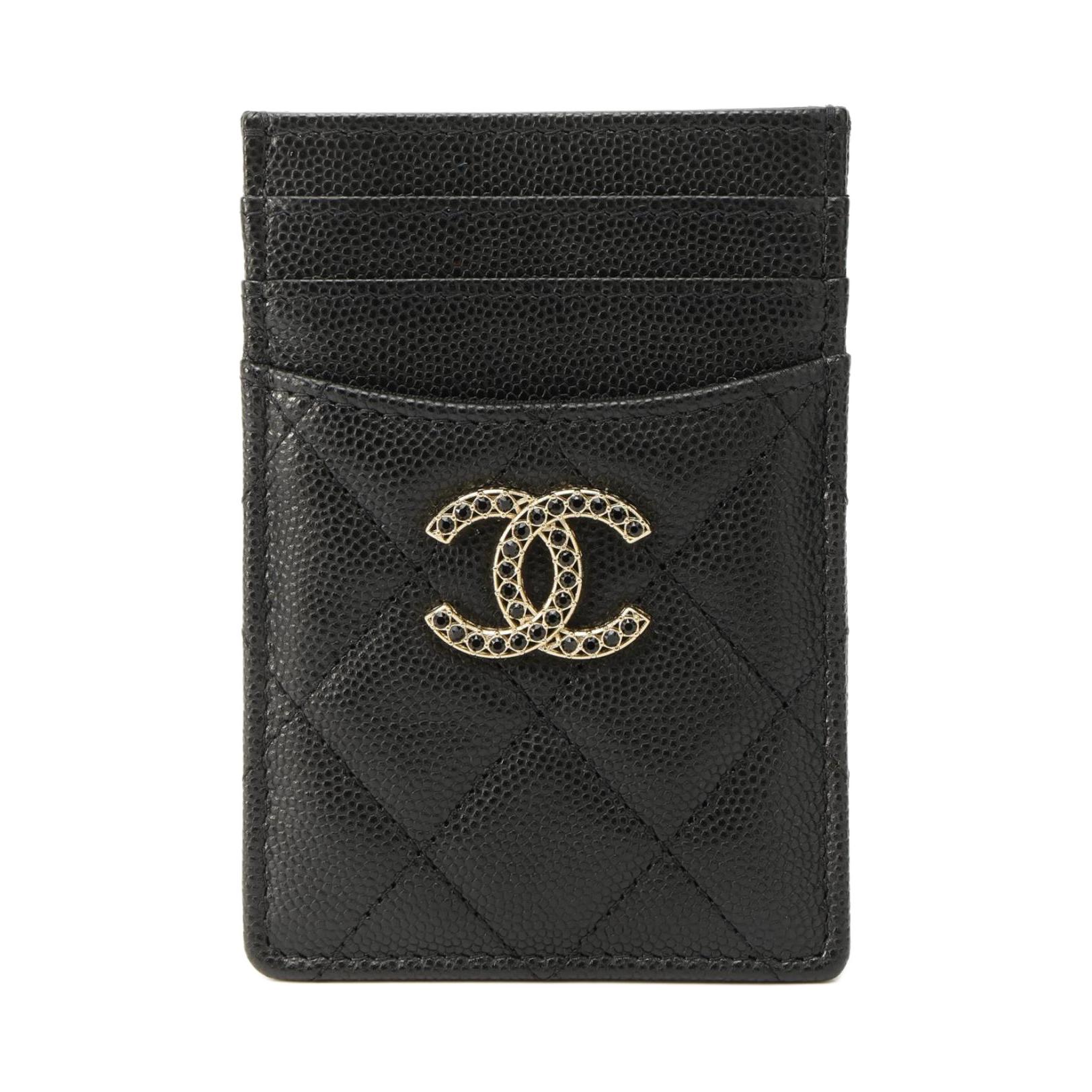 

Яркая Зернистая Икра Кожаная Кардхолдер Женский Чёрный CHANEL