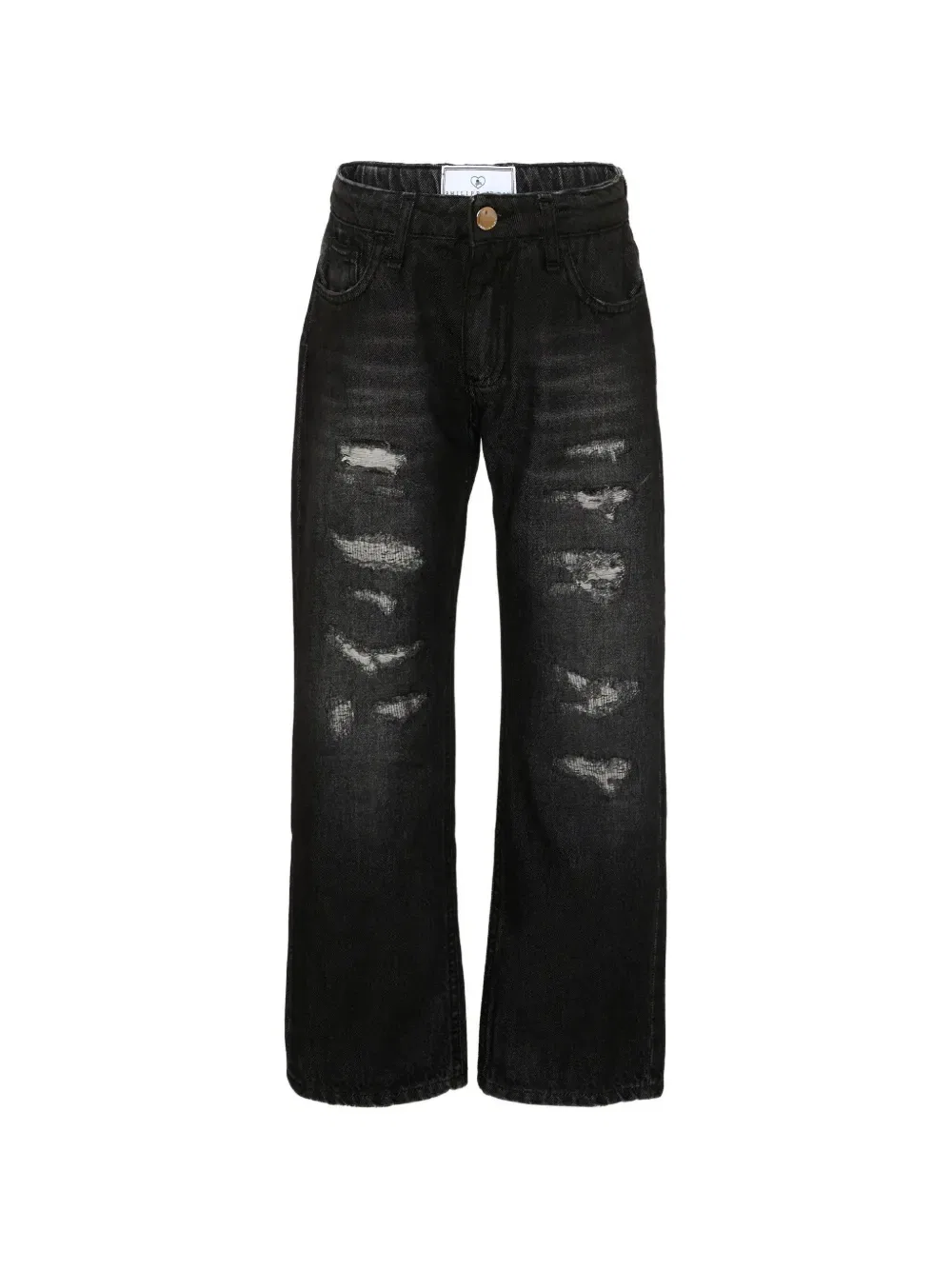 Джинсы с эффектом потертости и логотипом Philipp Plein Junior, черный