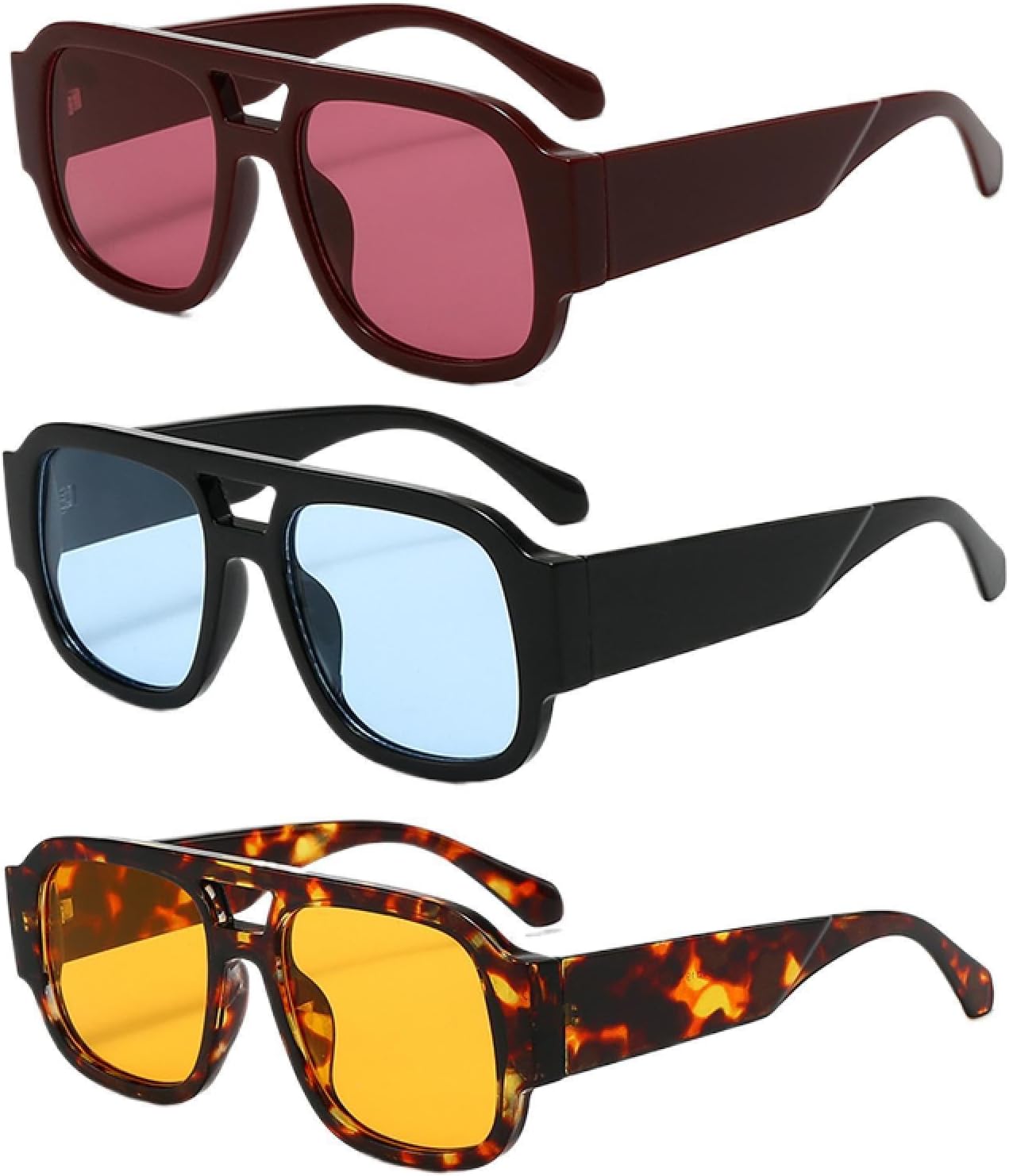 

Солнцезащитные очки с защитой от УФ-излучения UV400 | Большая оправа с двойной перемычкой | Для женщин и мужчин | Для занятий спортом на открытом воздухе и вождения DSVIGF, 3pcs Z07