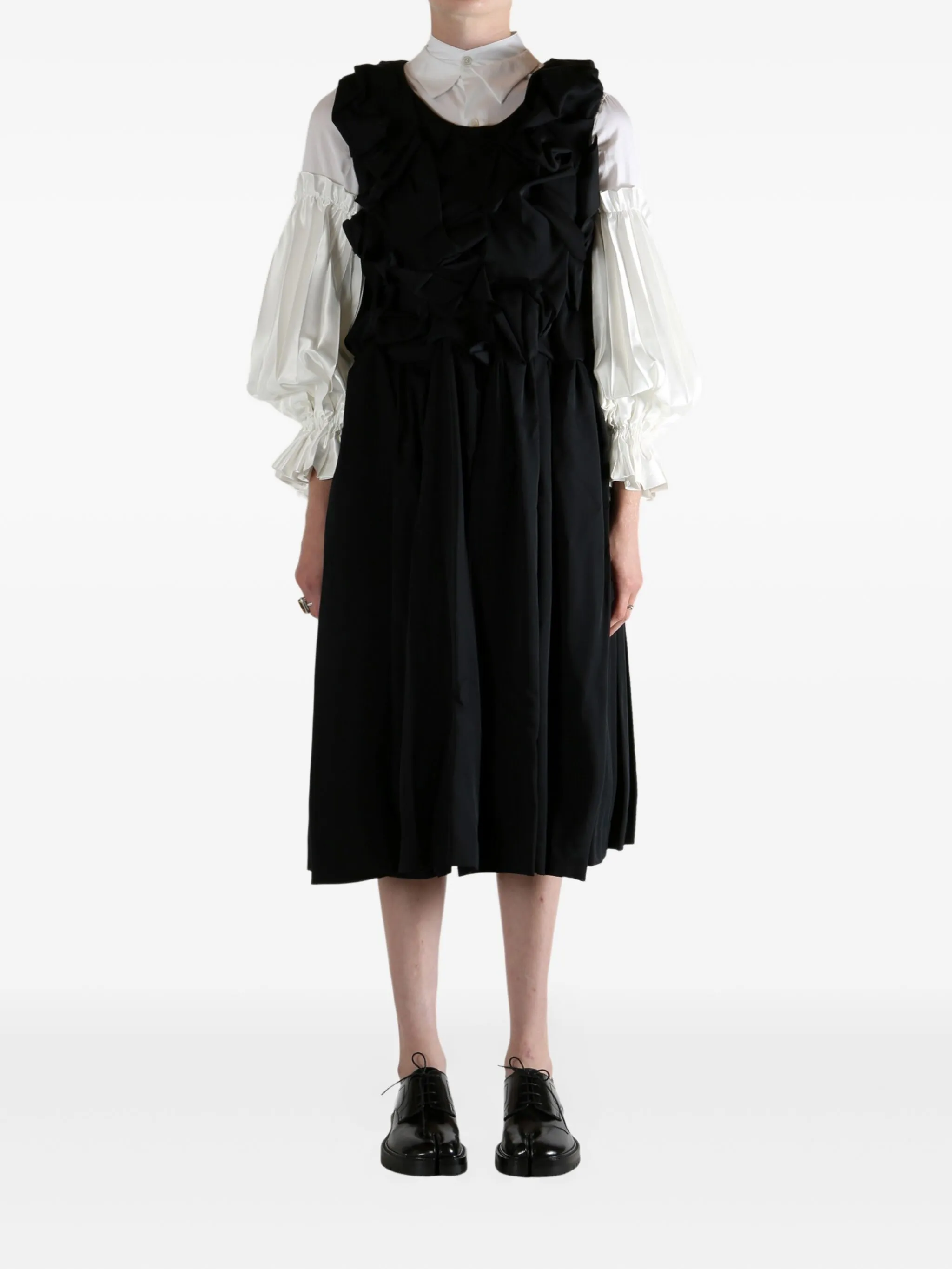 Шерстяное платье миди Comme Des Garçons, черный — фото 2