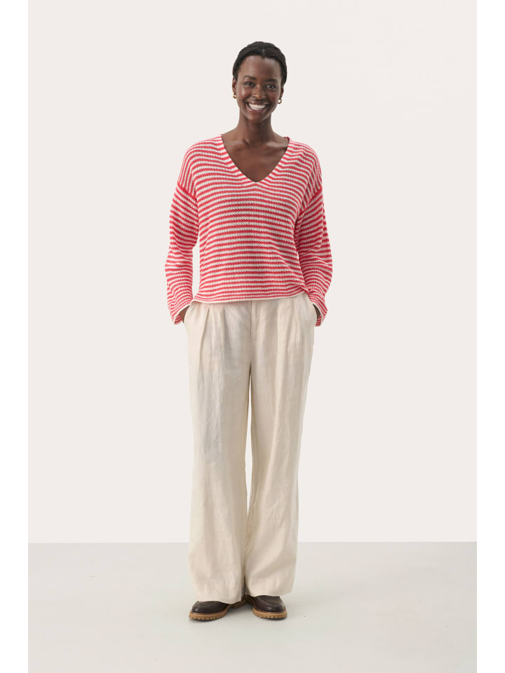 

Вязаный свитер NahniPW прямого кроя в полоску цвета горькой сладости PART TWO