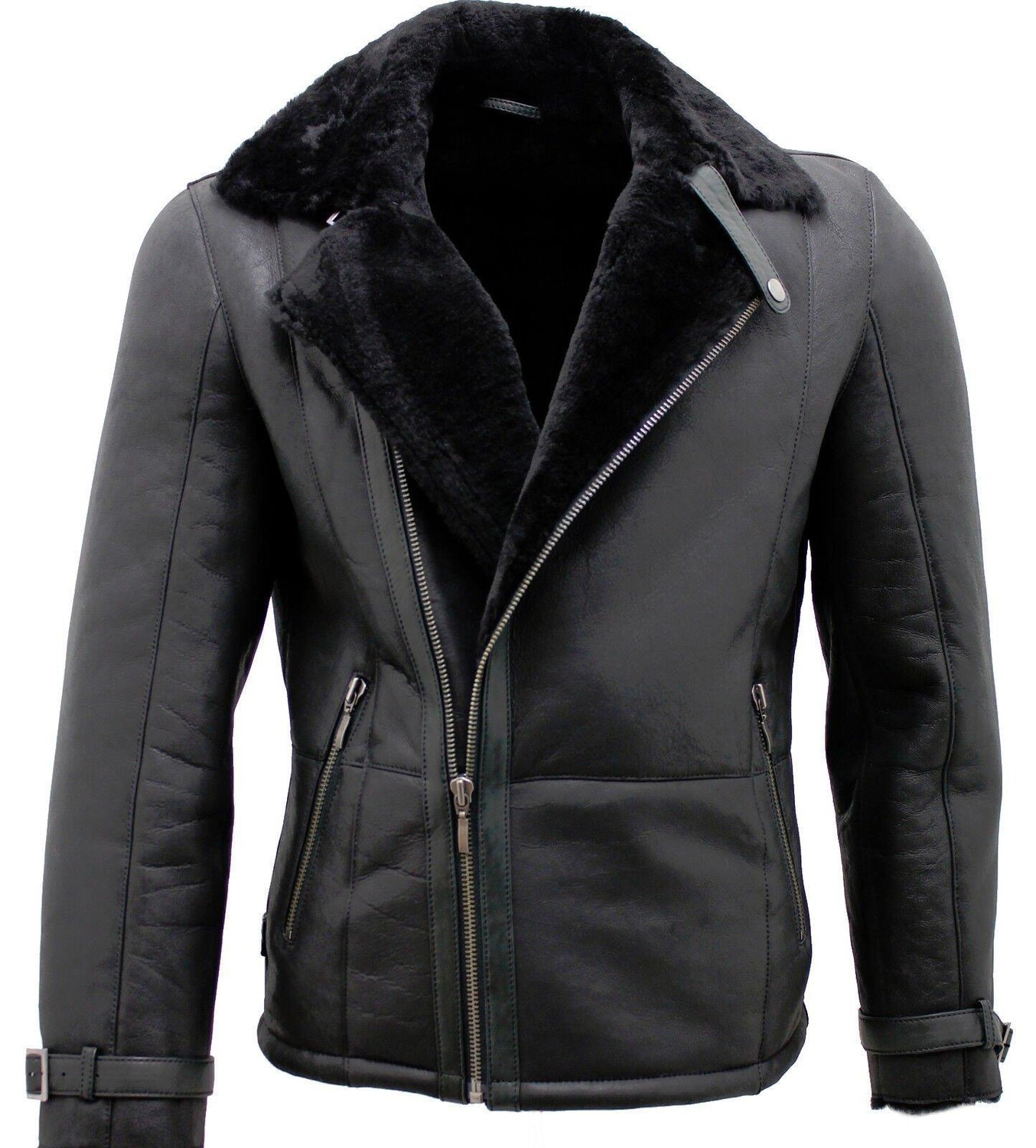 

Двубортная кожаная косуха из овчины-Манила Infinity Leather, черный