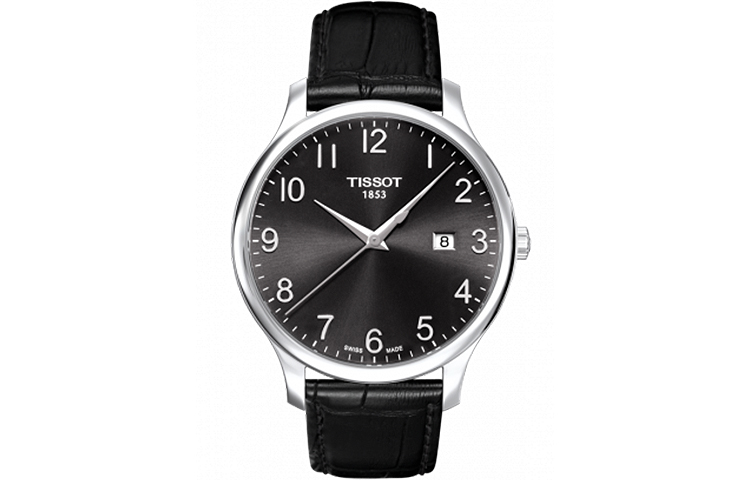 

TISSOT Часы Junya Collection Quartz Movement Men's Watch 42mm Black Dial Stainless Steel Case Leather Strap, Black Dial