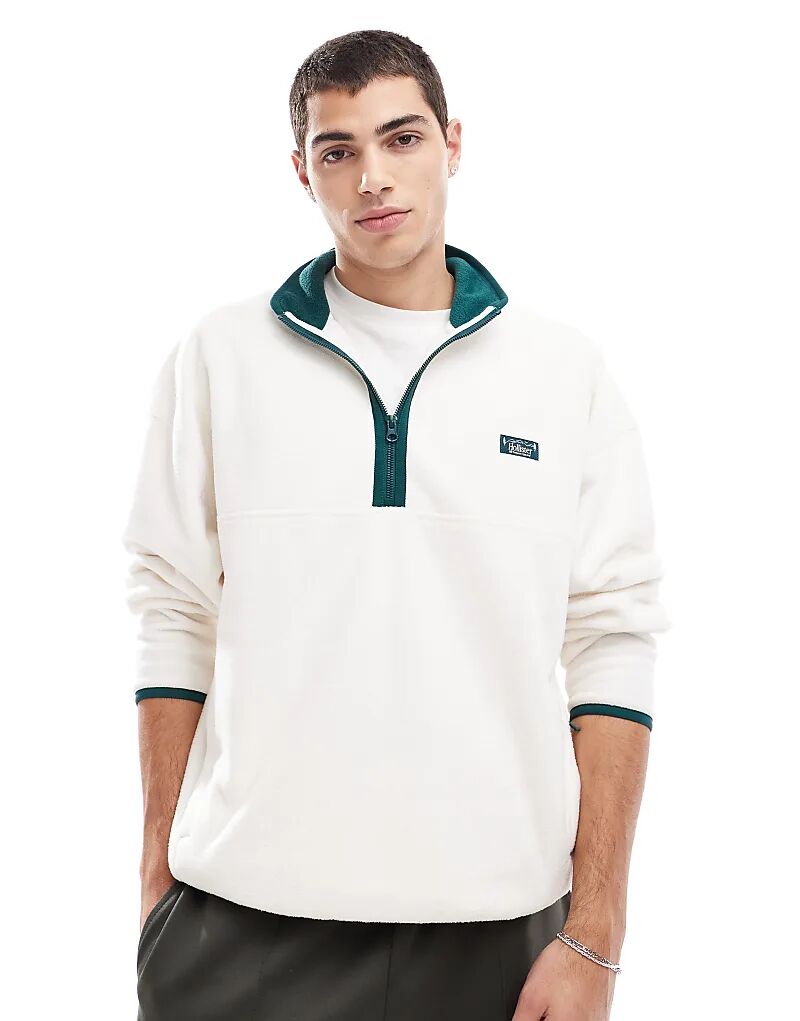 

Флисовый топ с молнией на половину длины, кремового цвета Hollister