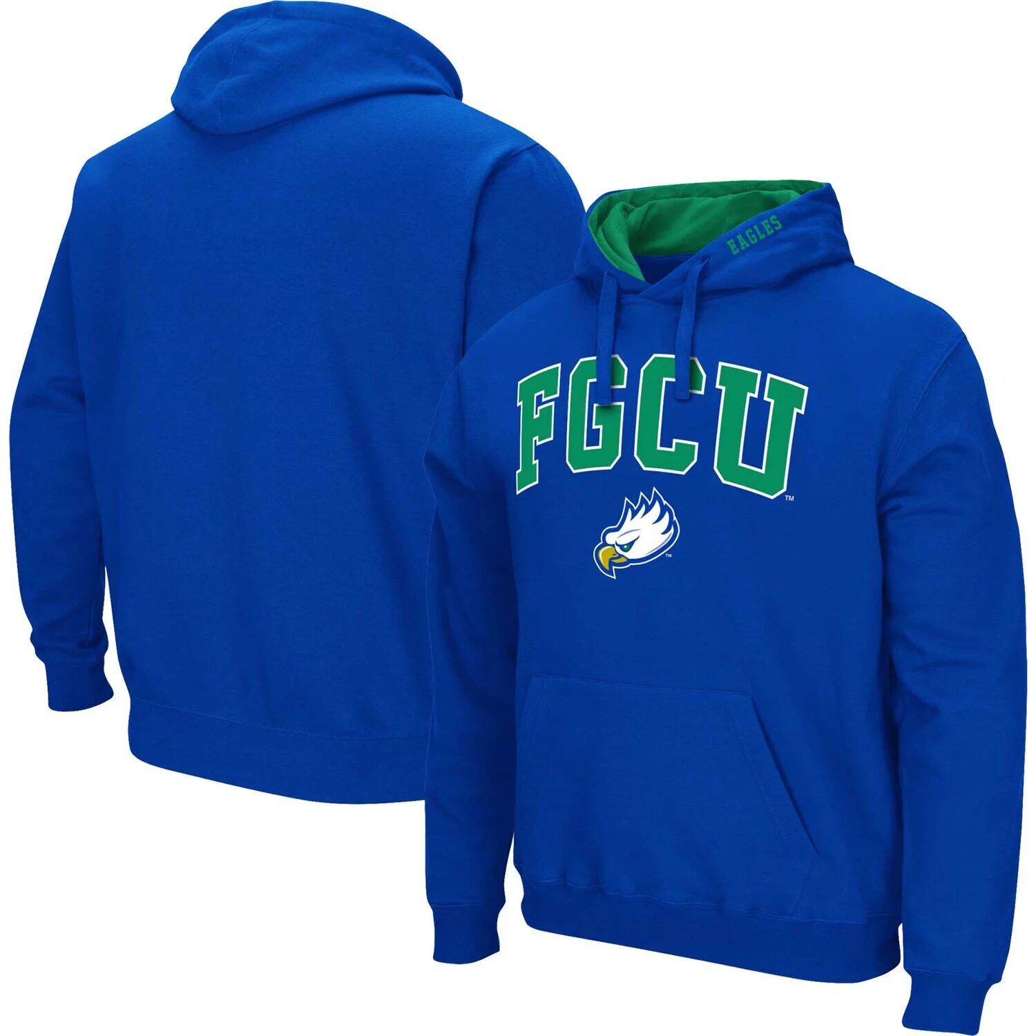 

Мужской синий пуловер с капюшоном Florida Gulf Coast Eagles Arch & Logo Colosseum