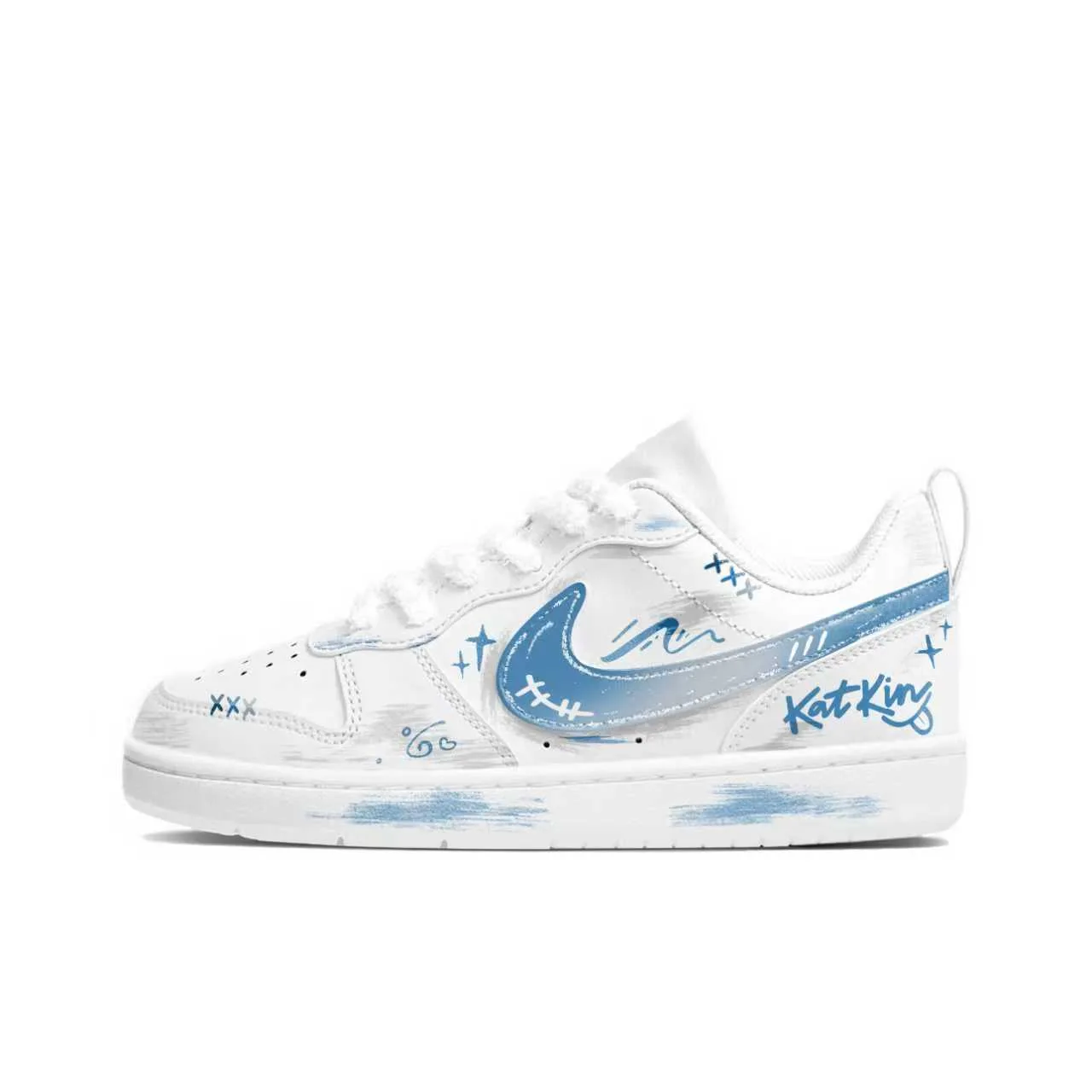 Nike Кроссовки для скейтбординга Court Borough Blue Letter с синтетической кожей, амортизацией и износостойкой подошвой
