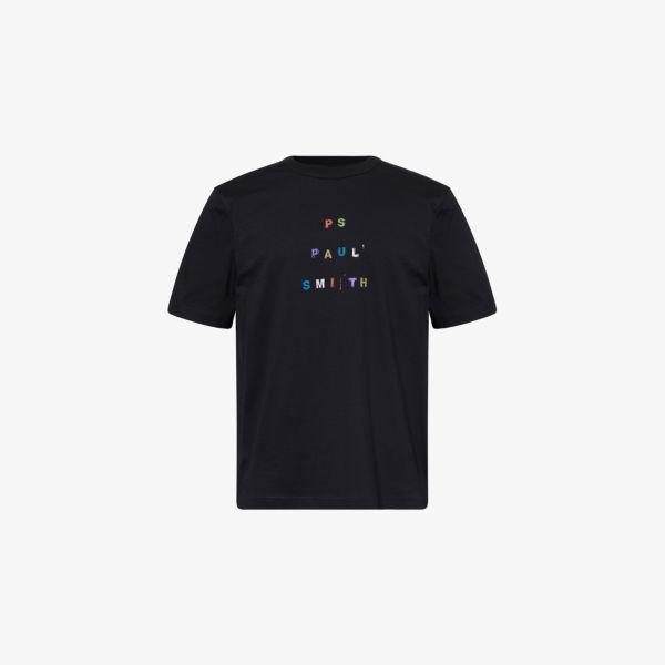 

Футболка из хлопкового джерси с принтом бренда, кэжуал-фит Ps By Paul Smith, черный