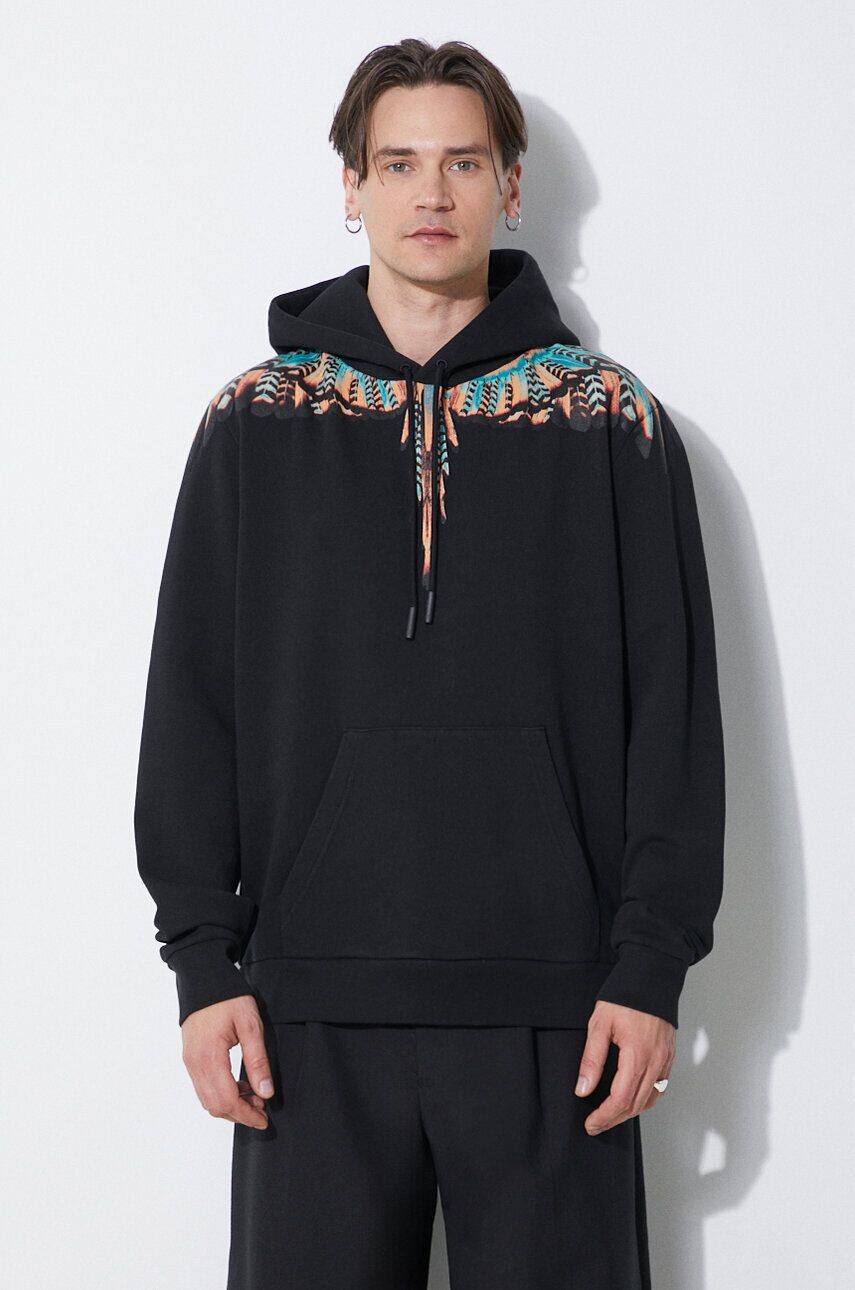 

Хлопковая толстовка Grizzly Wings Regular Hoodie Marcelo Burlon, черный