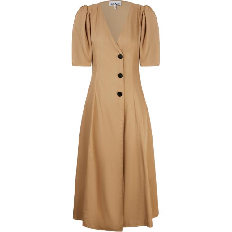 

Женское платье с коротким рукавом GANNI, Chocolate