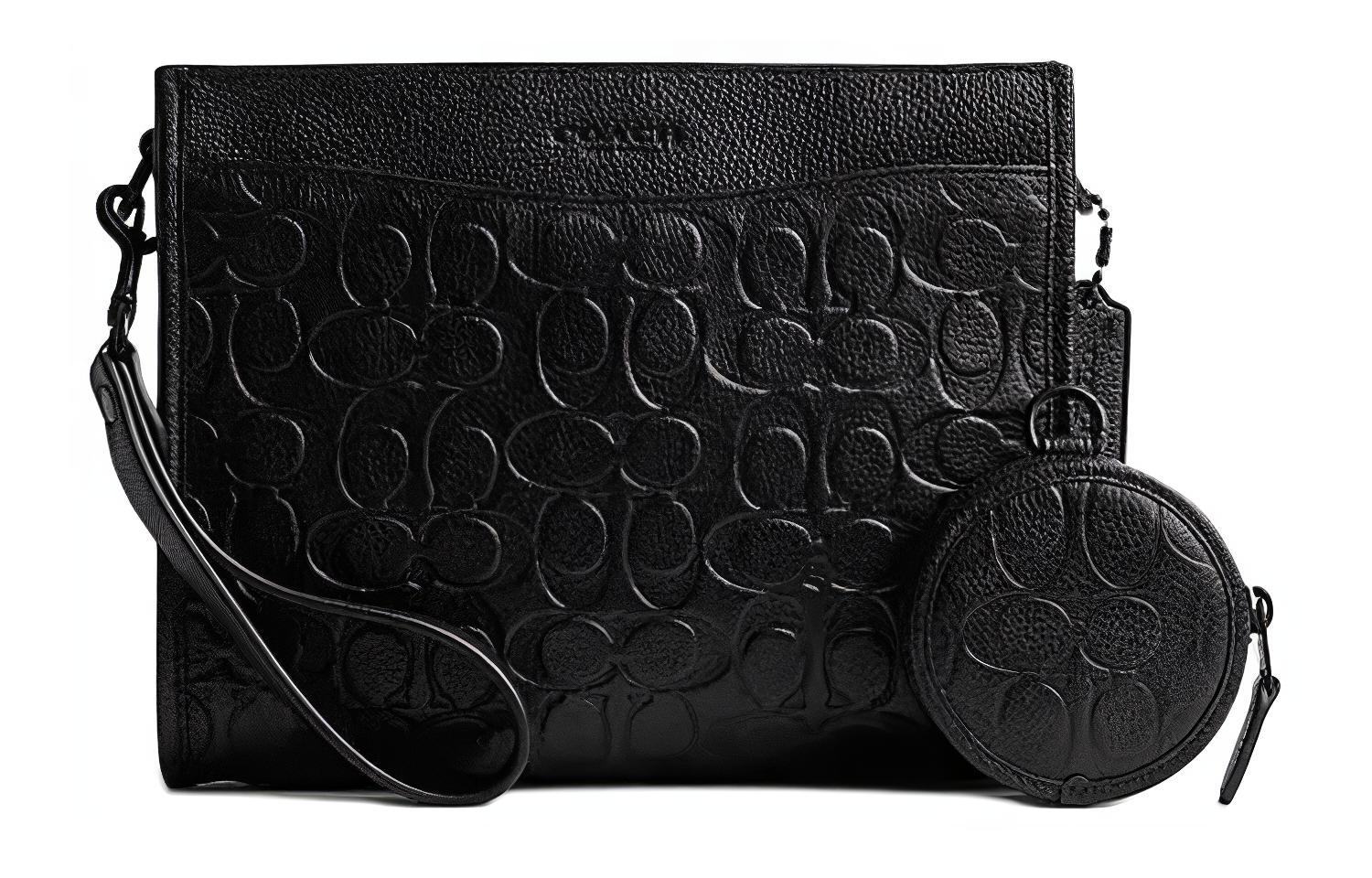 

COACH Кожаная наплечная сумка через плечо среднего размера мужская черная