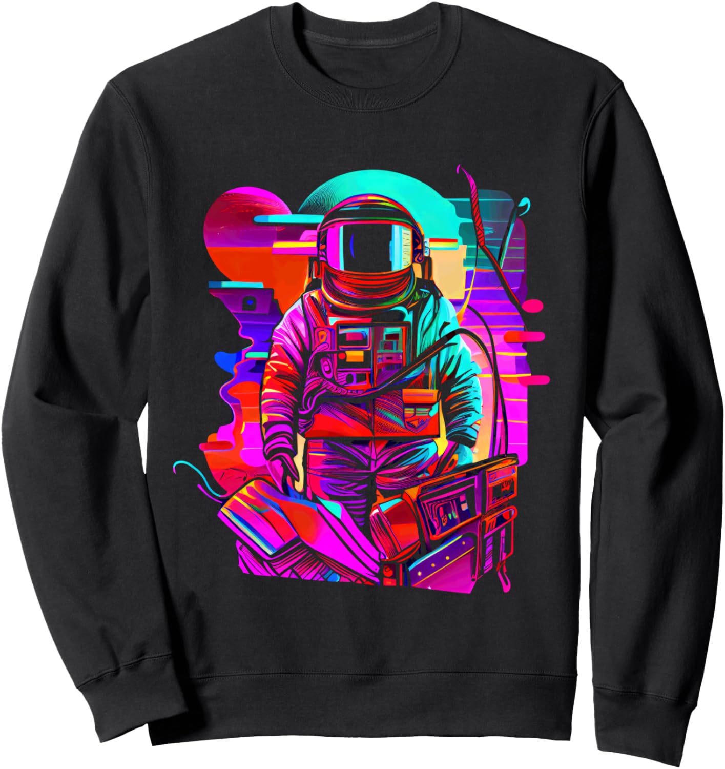 

Толстовка с футуристическим дизайном «Космические вибрации» для космонавтов Retro Futuristic Astronaut Art Cosmic Vibes, черный