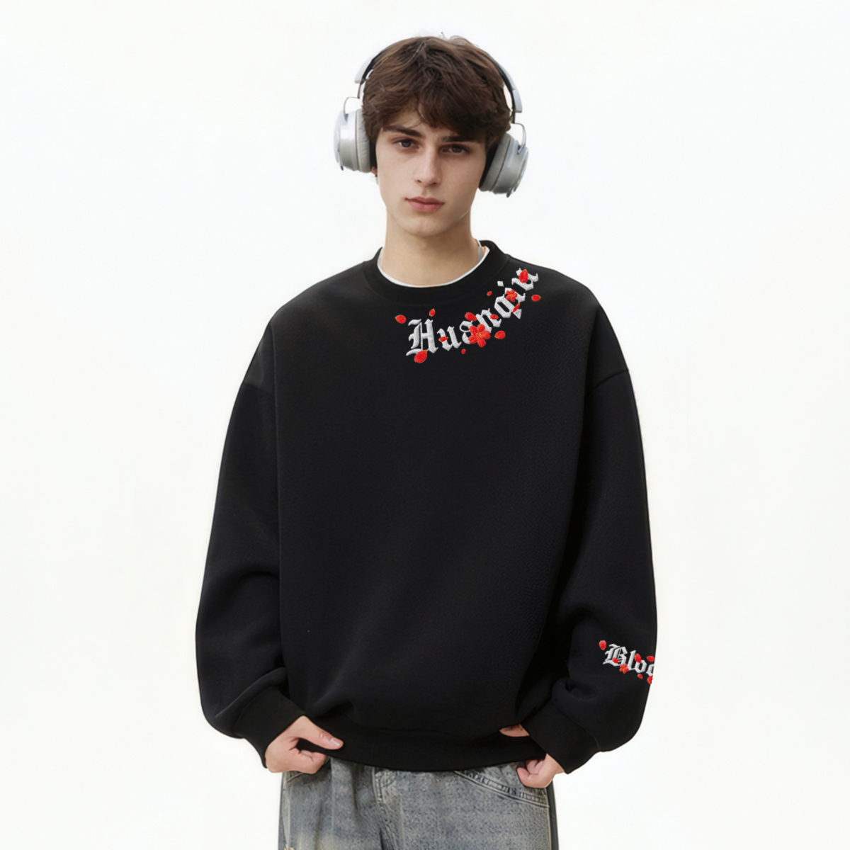 

Свитшот Unisex Crew Neck Moderate Regular HUANQIU, белый heather серый (heavyweight thickened and fleece-lined)