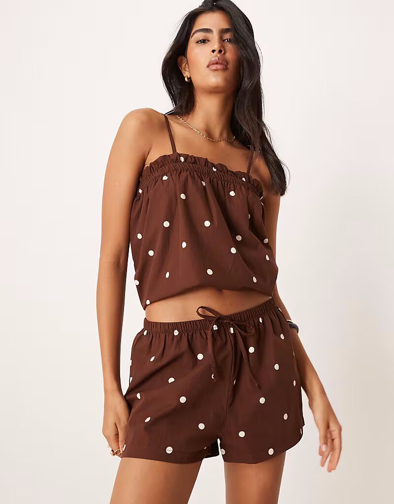 

ASOS DESIGN микро-шорты без застежек в шоколадный горошек